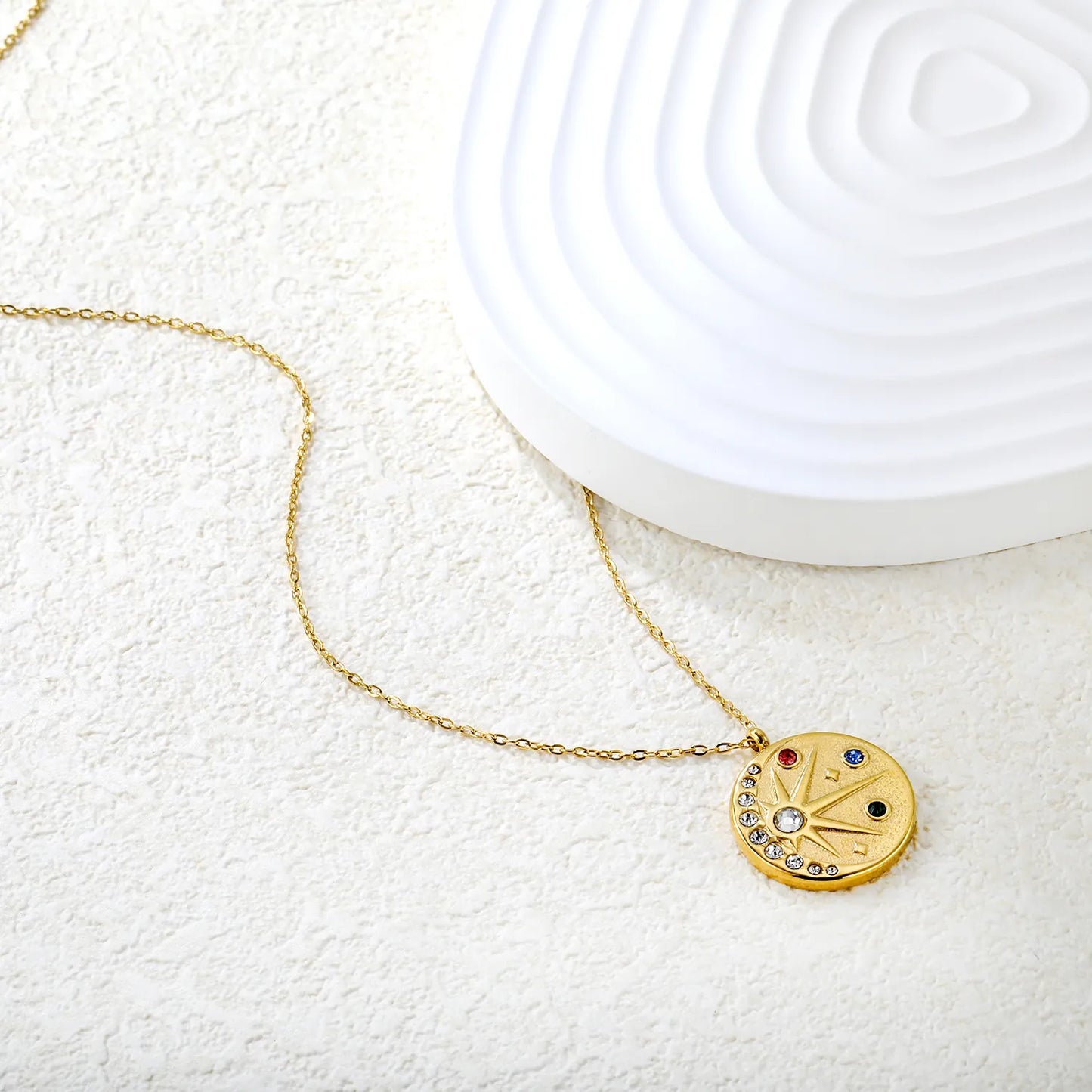✨ Wholesale 18mm Octagram Star Necklace | 40+5cm +6mm Tag Gold