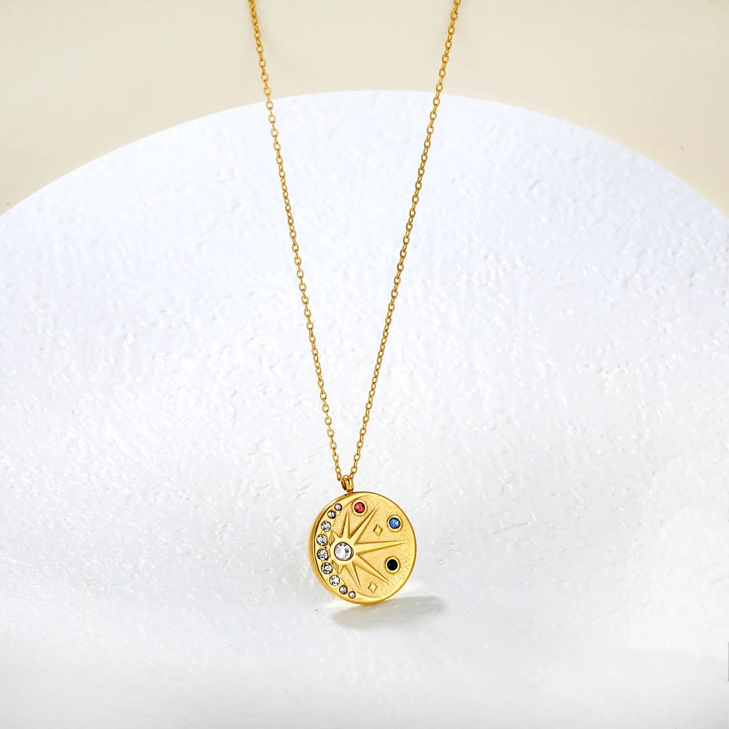 ✨ Wholesale 18mm Octagram Star Necklace | 40+5cm +6mm Tag Gold