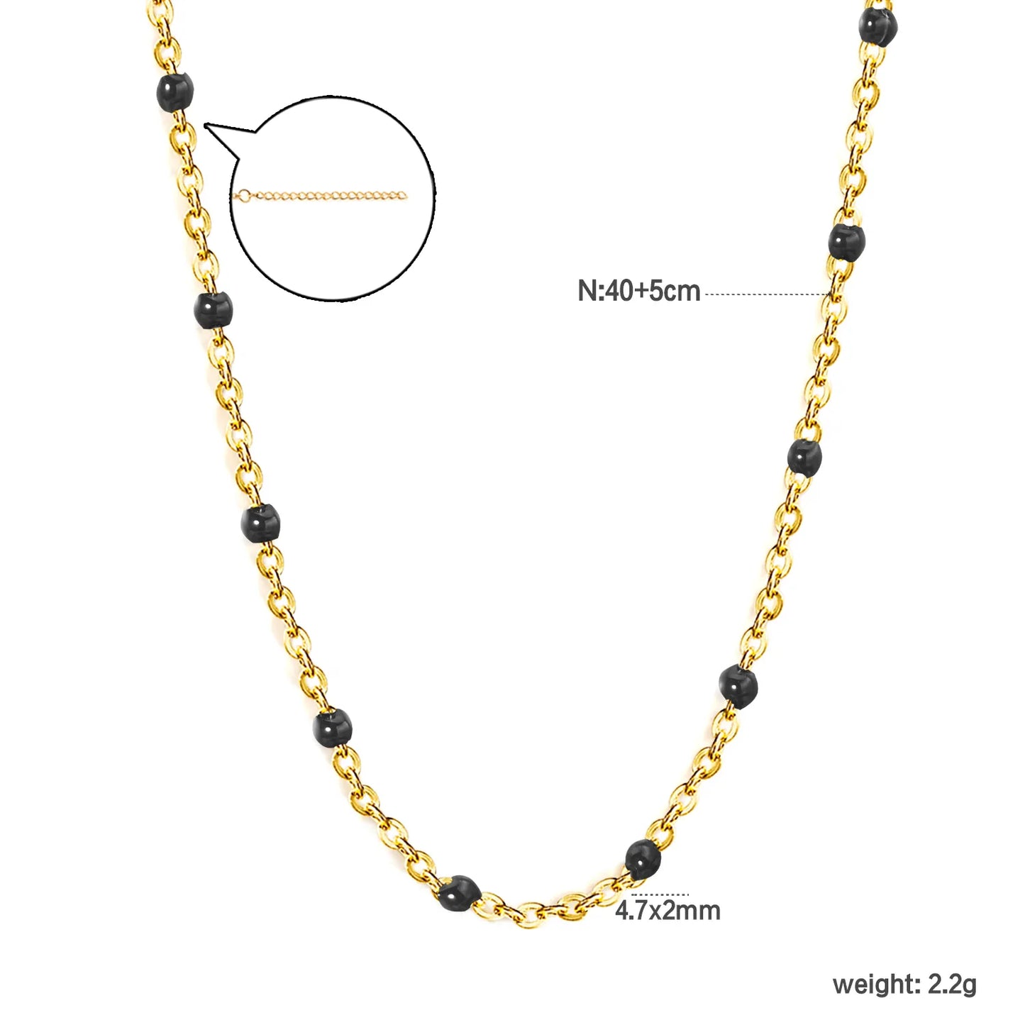 ✨Black Resin Cross Pendant Necklace 0.4mm Chain 40+5cm | Stainless Steel Silver/Gold | Gothic Jewelry Wholesale