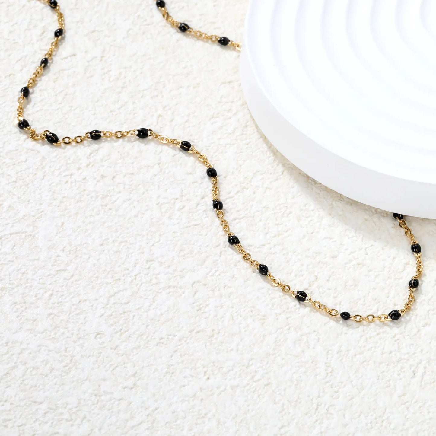 ✨Black Resin Cross Pendant Necklace 0.4mm Chain 40+5cm | Stainless Steel Silver/Gold | Gothic Jewelry Wholesale