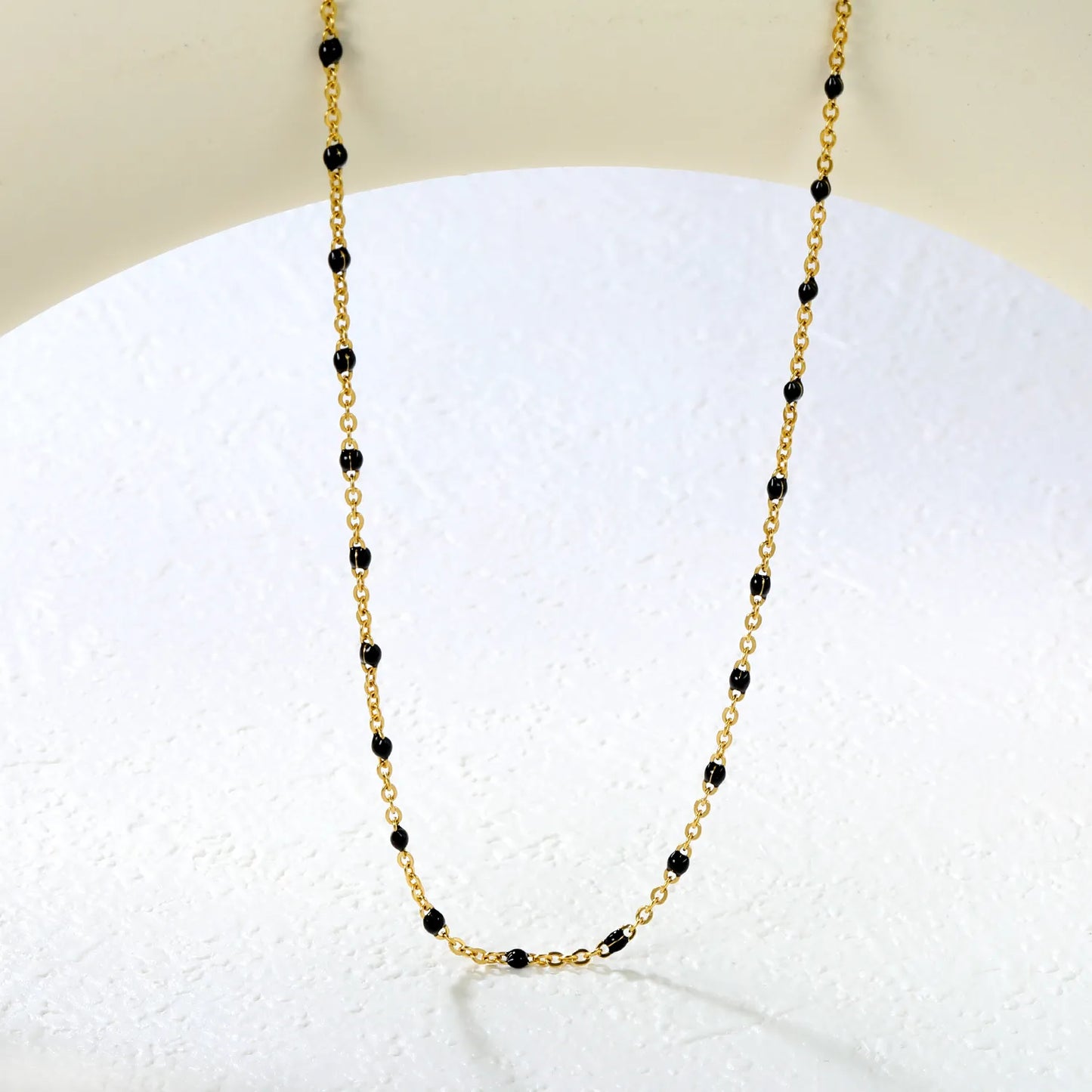 ✨Black Resin Cross Pendant Necklace 0.4mm Chain 40+5cm | Stainless Steel Silver/Gold | Gothic Jewelry Wholesale