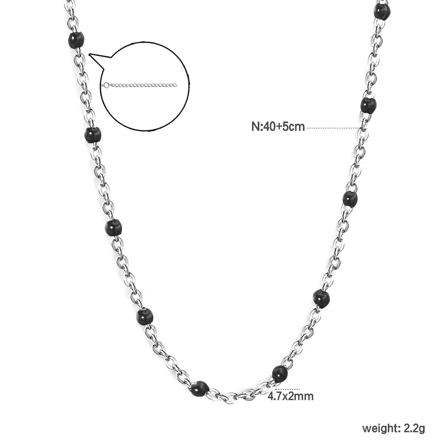 ✨Black Resin Cross Pendant Necklace 0.4mm Chain 40+5cm | Stainless Steel Silver/Gold | Gothic Jewelry Wholesale