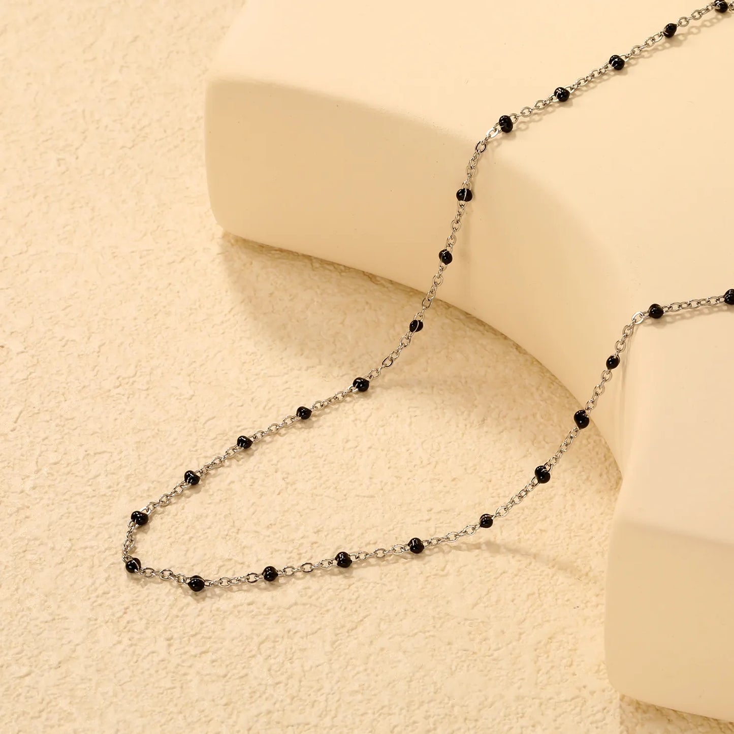 ✨Black Resin Cross Pendant Necklace 0.4mm Chain 40+5cm | Stainless Steel Silver/Gold | Gothic Jewelry Wholesale