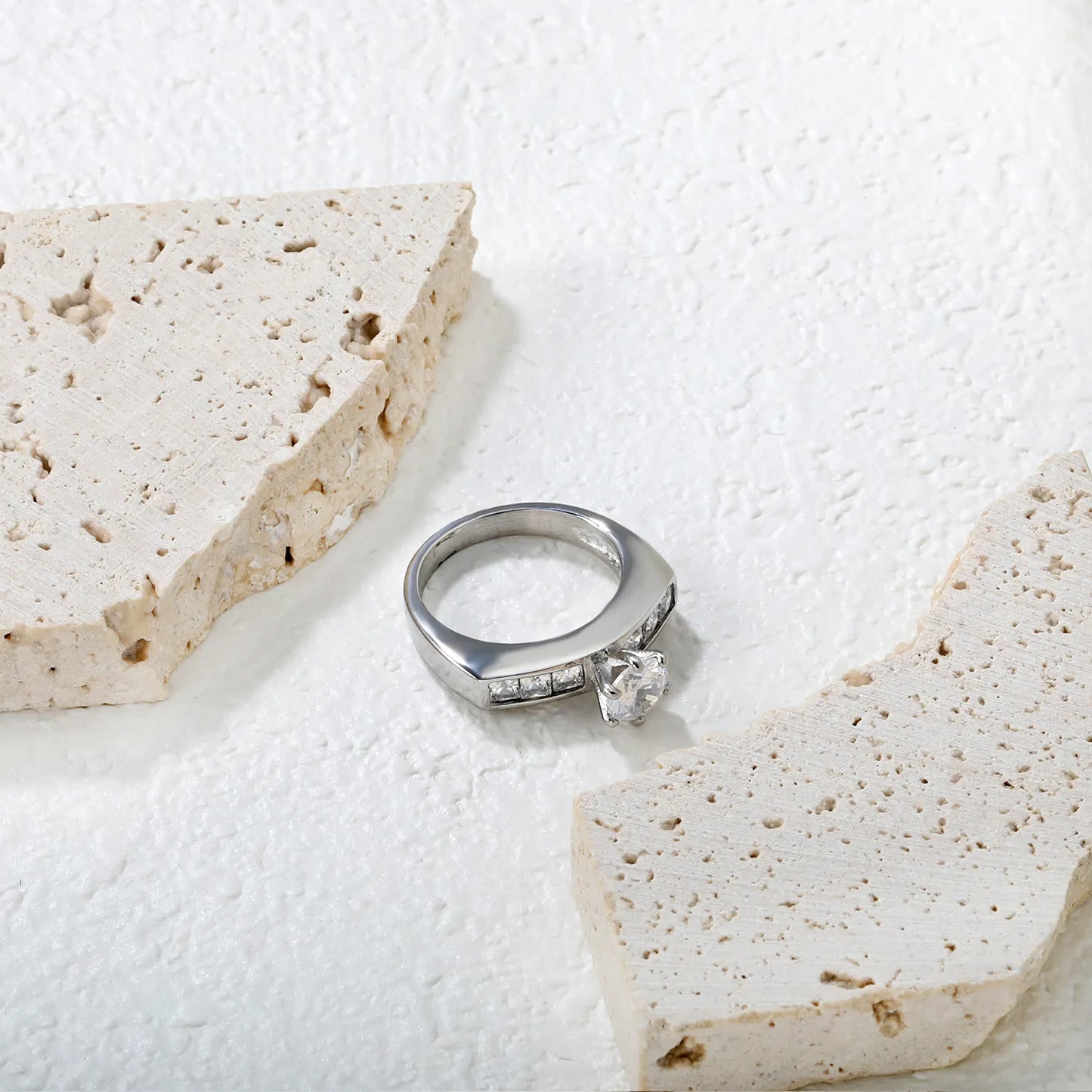 💍 Wholesale Stackable Zirconia Rings | 5 Height Mix | Steel