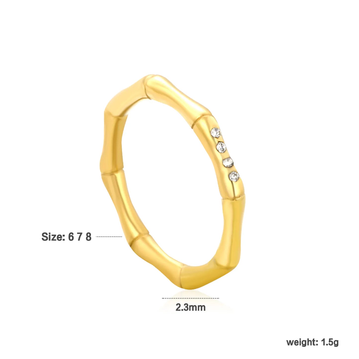 ✨ 18K Gold PVD Bamboo Joint Rings With a Height of 2.3mm Wholesale (MOQ 12+) | Stainless Steel Hypoallergenic Bands 🌍 | Stackable & Statement Rings