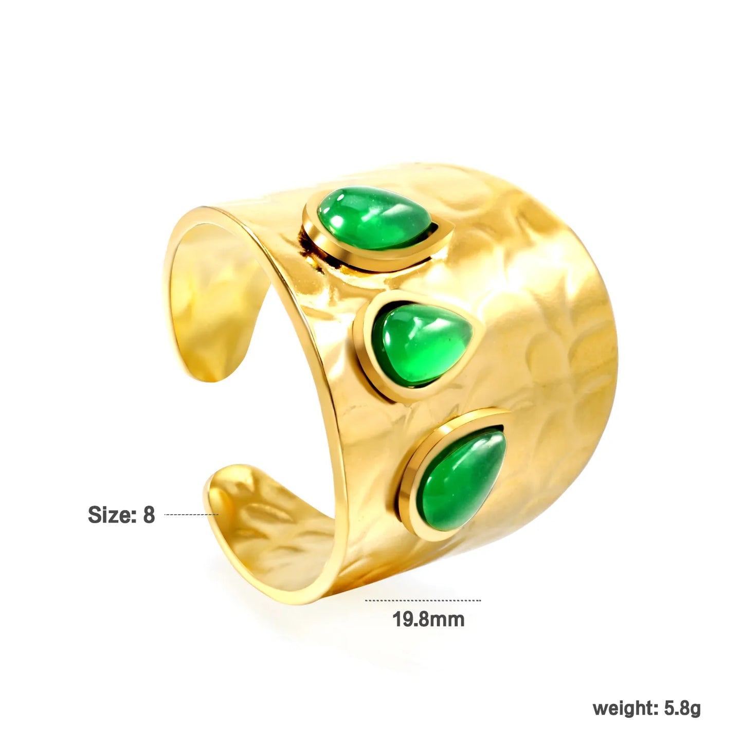 18k gold plated Premium Zircon&Natural Resins Stainless Steel Rings Wholesale (MOQ 12+) | Hypoallergenic Fashion Rings 🌍 | Tarnish-Free