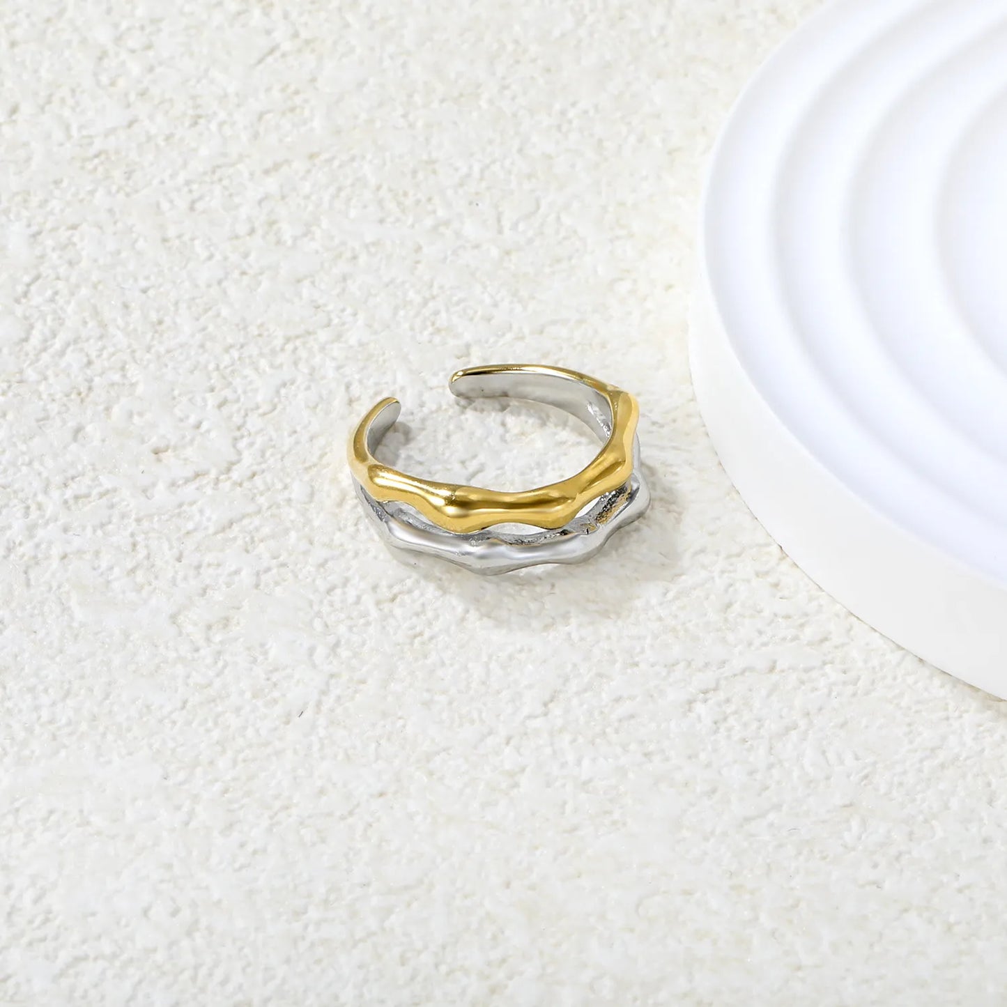 ✨ Wholesale 6.5mm Double Bamboo Ring | Intergold Stainless Steel Open Band