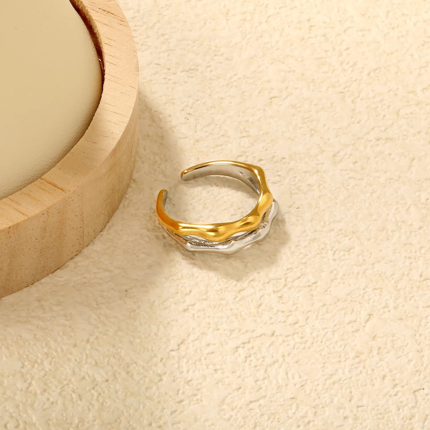 ✨ Wholesale 6.5mm Double Bamboo Ring | Intergold Stainless Steel Open Band