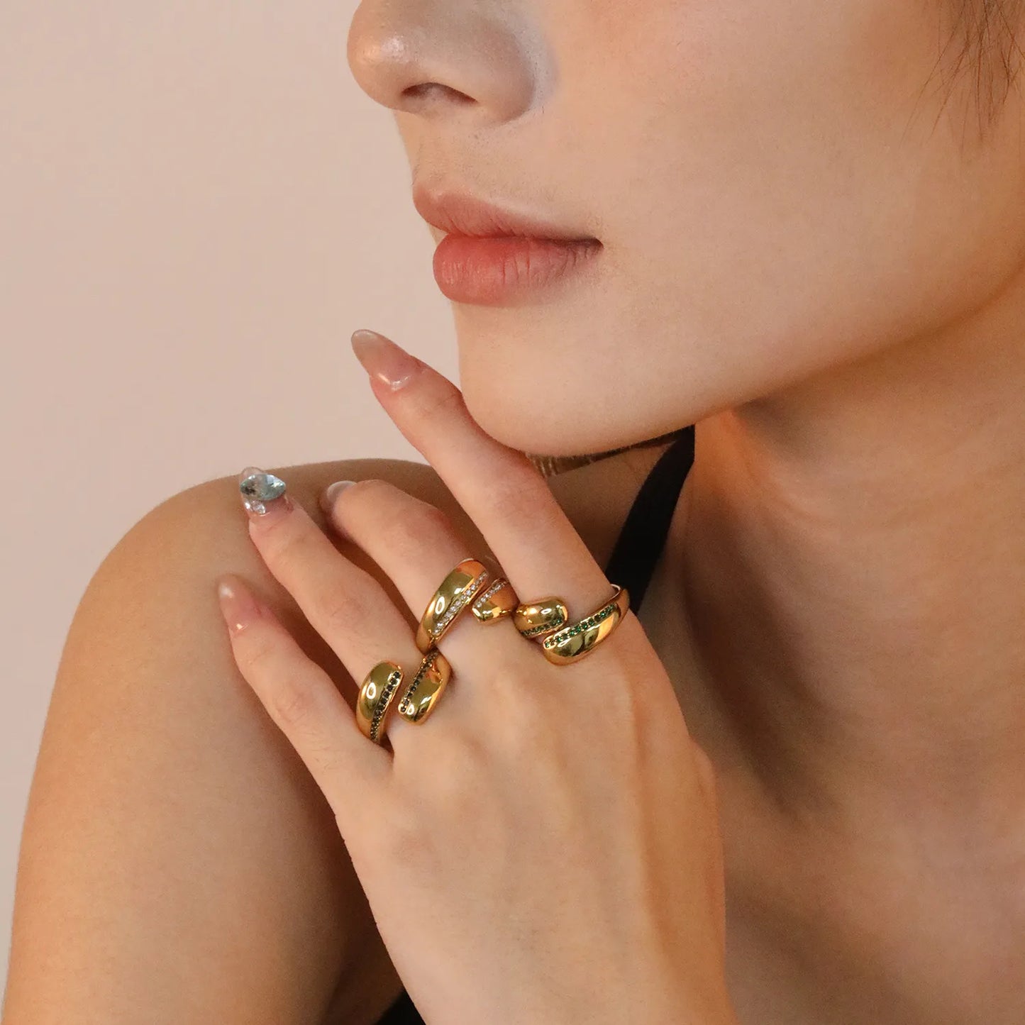 ✨ 18K Gold plated 13mm High irregular open Rings Wholesale (MOQ 12+) | Stainless Steel Hypoallergenic Bands 🌍 | Stackable & Statement Rings