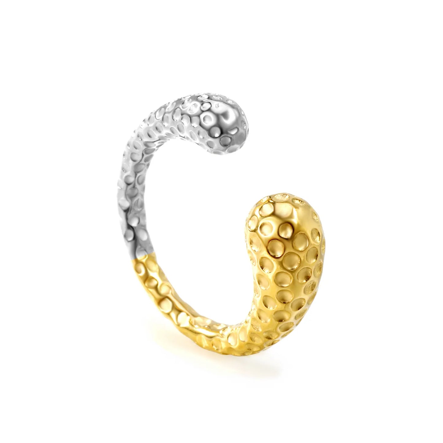 💧 Wholesale 7mm Hammered Teardrop Ring | Intergold Open Band Stainless Steel