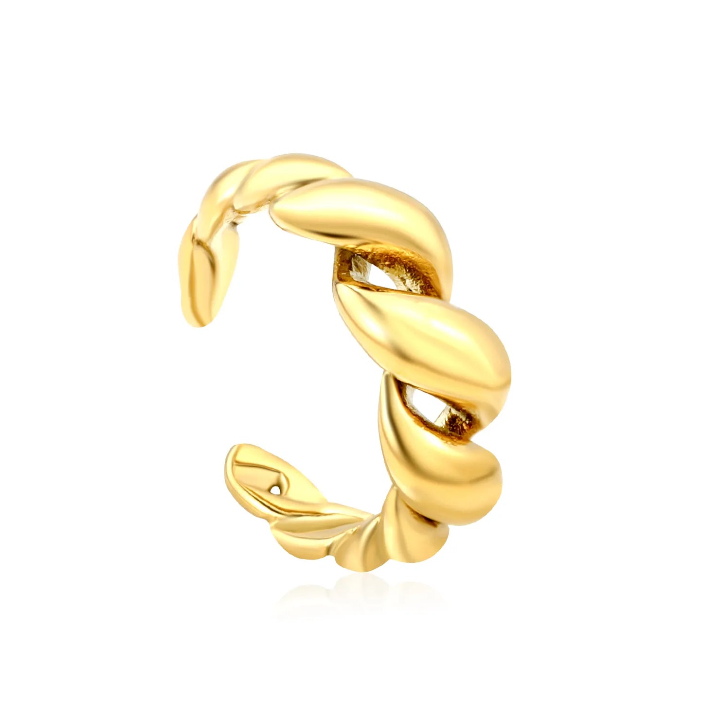 ✨ Wholesale 8mm Twist Horn Open Ring | Gold Stainless Steel Statement Jewelry