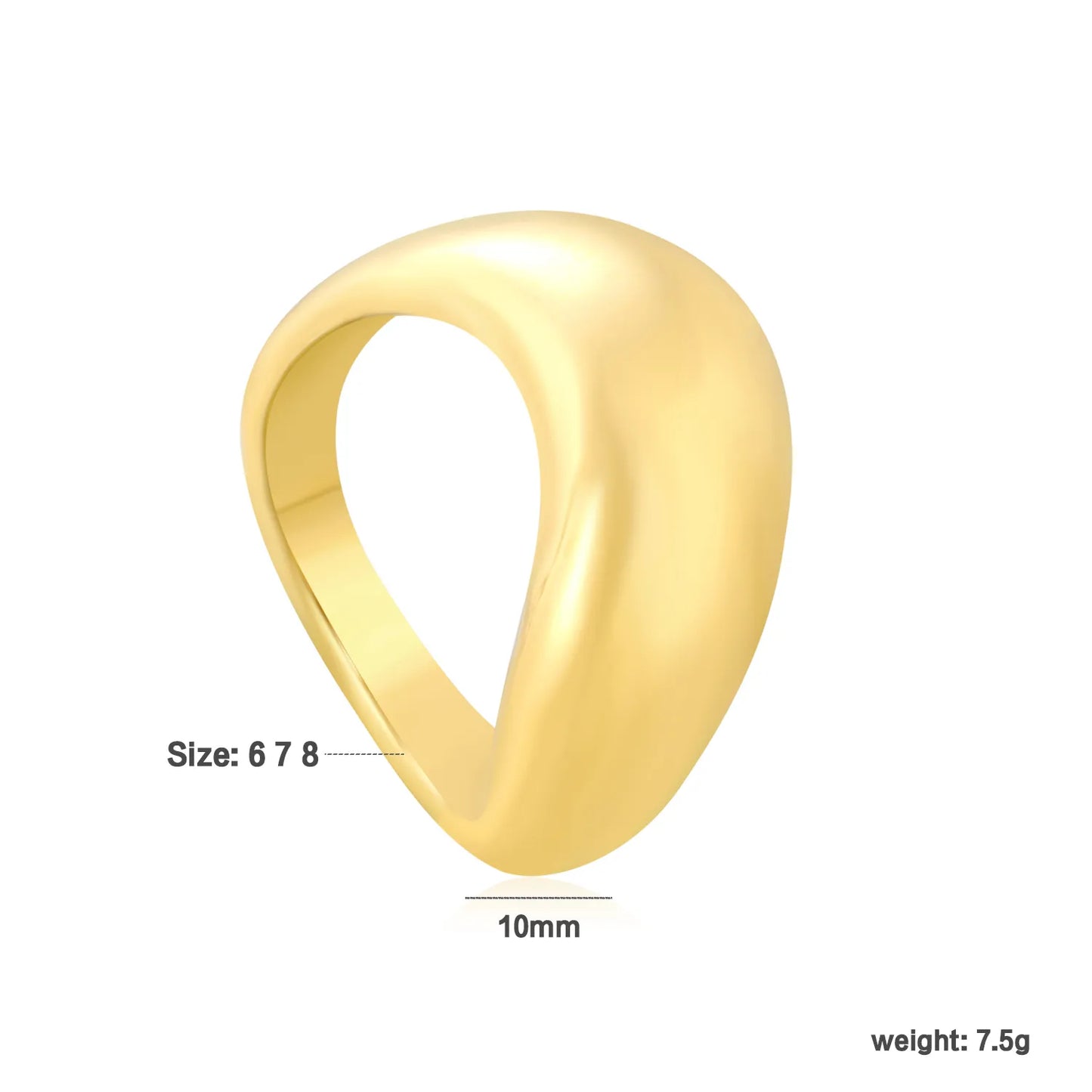 ✨ Wholesale 10mm Geometric Ring | Gold Stainless Steel Irregular Open Band