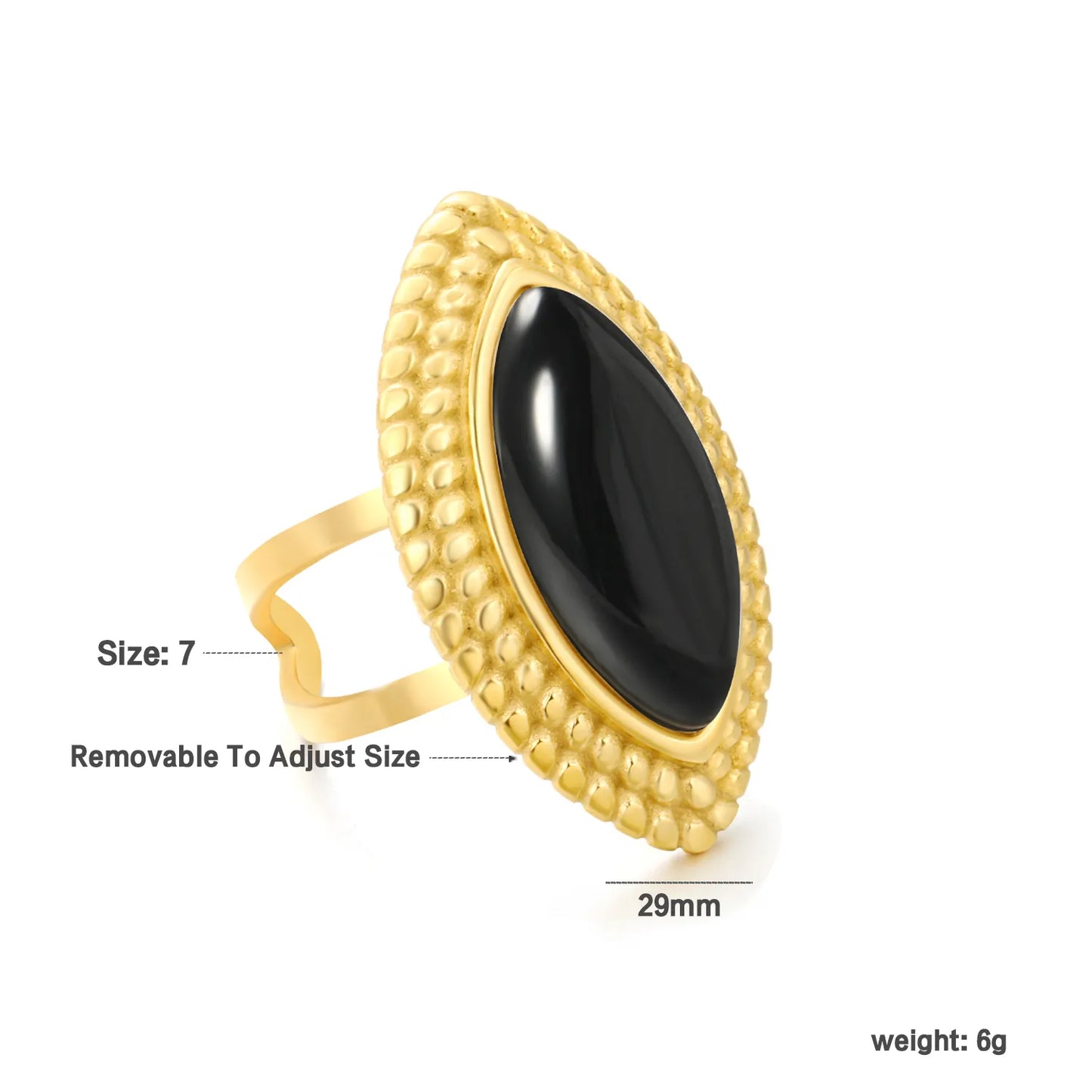 ✨ 18K Gold PVD 29mm High Horse-eye opening Rings Wholesale (MOQ 12+) | Stainless Steel Hypoallergenic Bands 🌍 | Stackable & Statement Rings