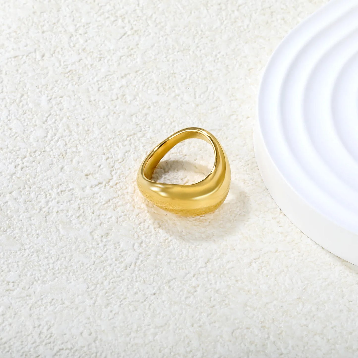 ✨ Wholesale 10mm Geometric Ring | Gold Stainless Steel Irregular Open Band