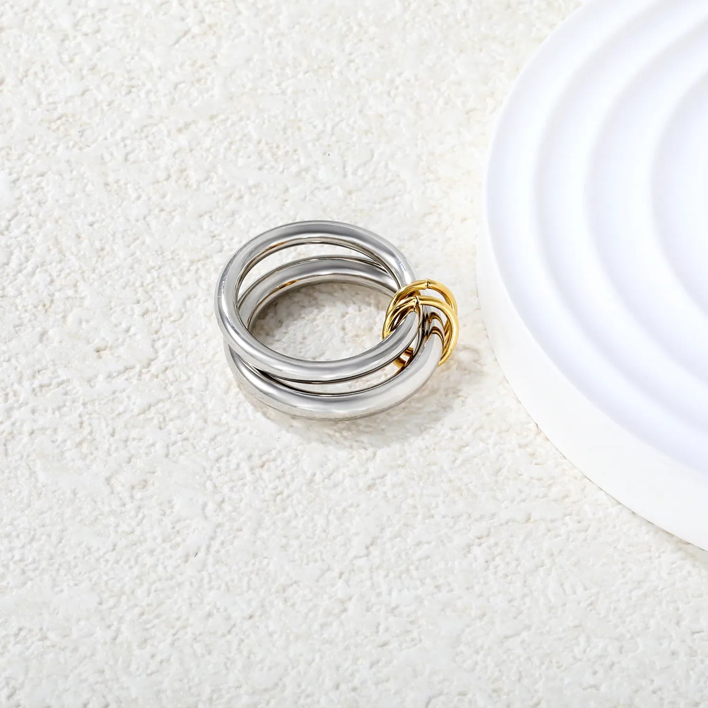 ⭕⭕ Wholesale 5.6mm Double Circle Ring | Gold/Silver Stainless Steel Band