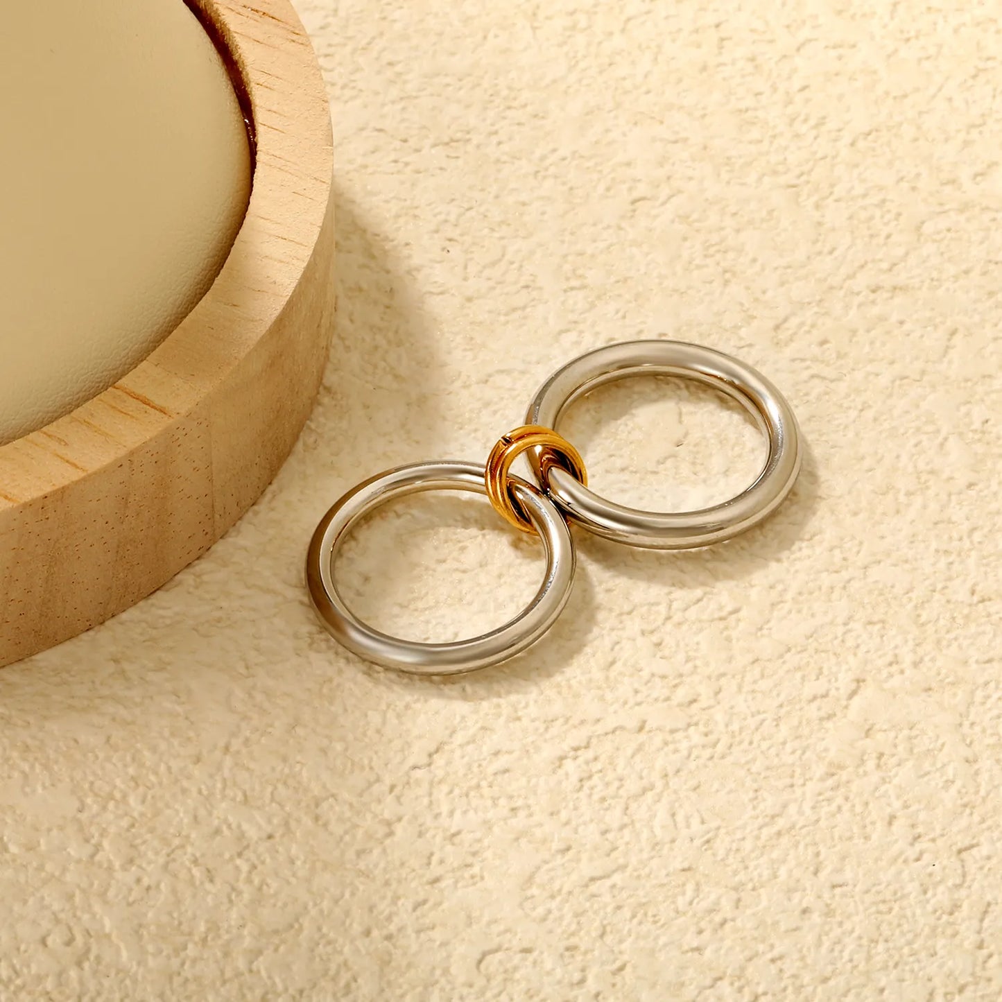 ⭕⭕ Wholesale 5.6mm Double Circle Ring | Gold/Silver Stainless Steel Band