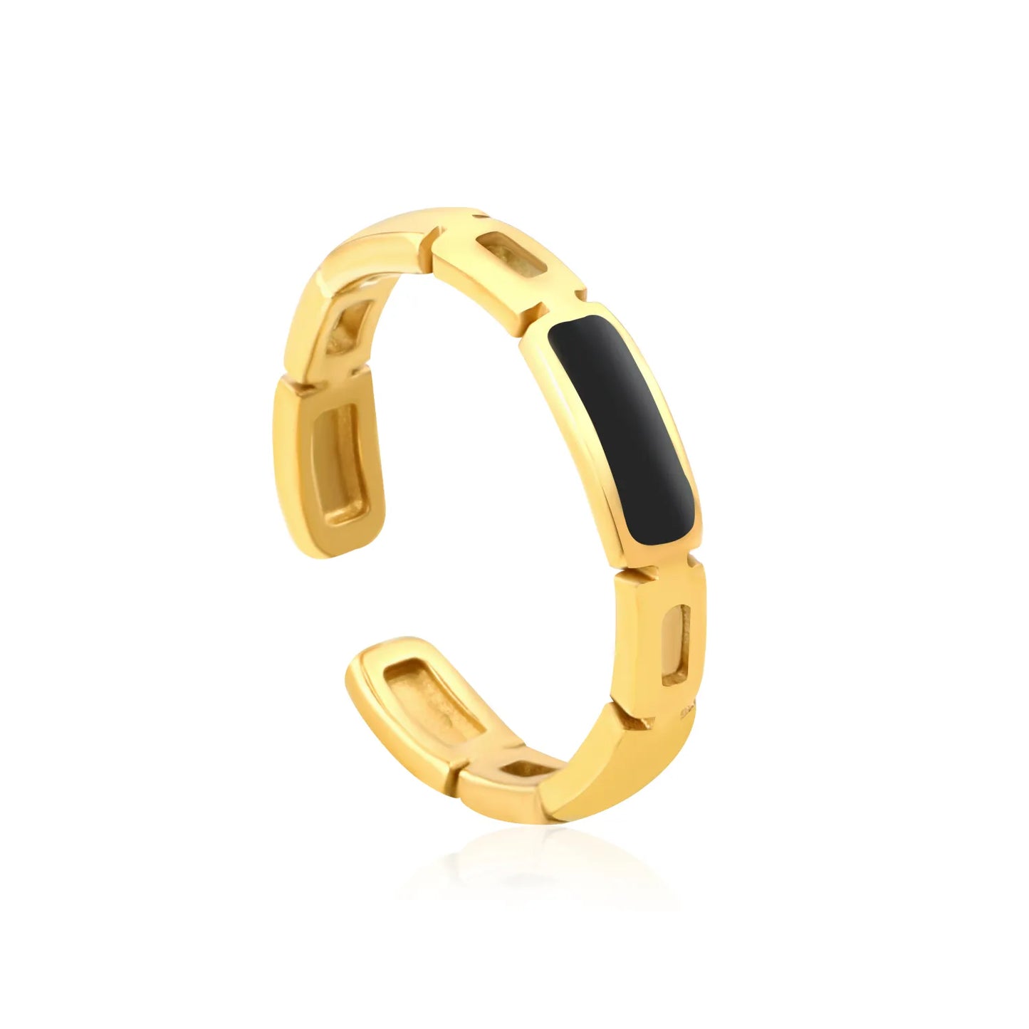 ✨ Wholesale 3.8mm Black Oil Drop Ring | Gold Stainless Steel Band