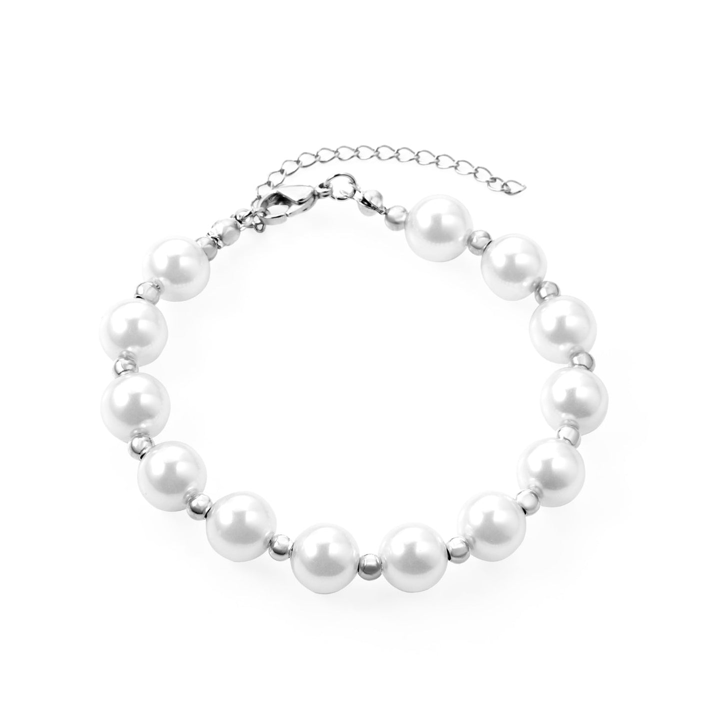 Steel and Gold Pearls with Steel Beads Bracelet 10mm 20+5cm