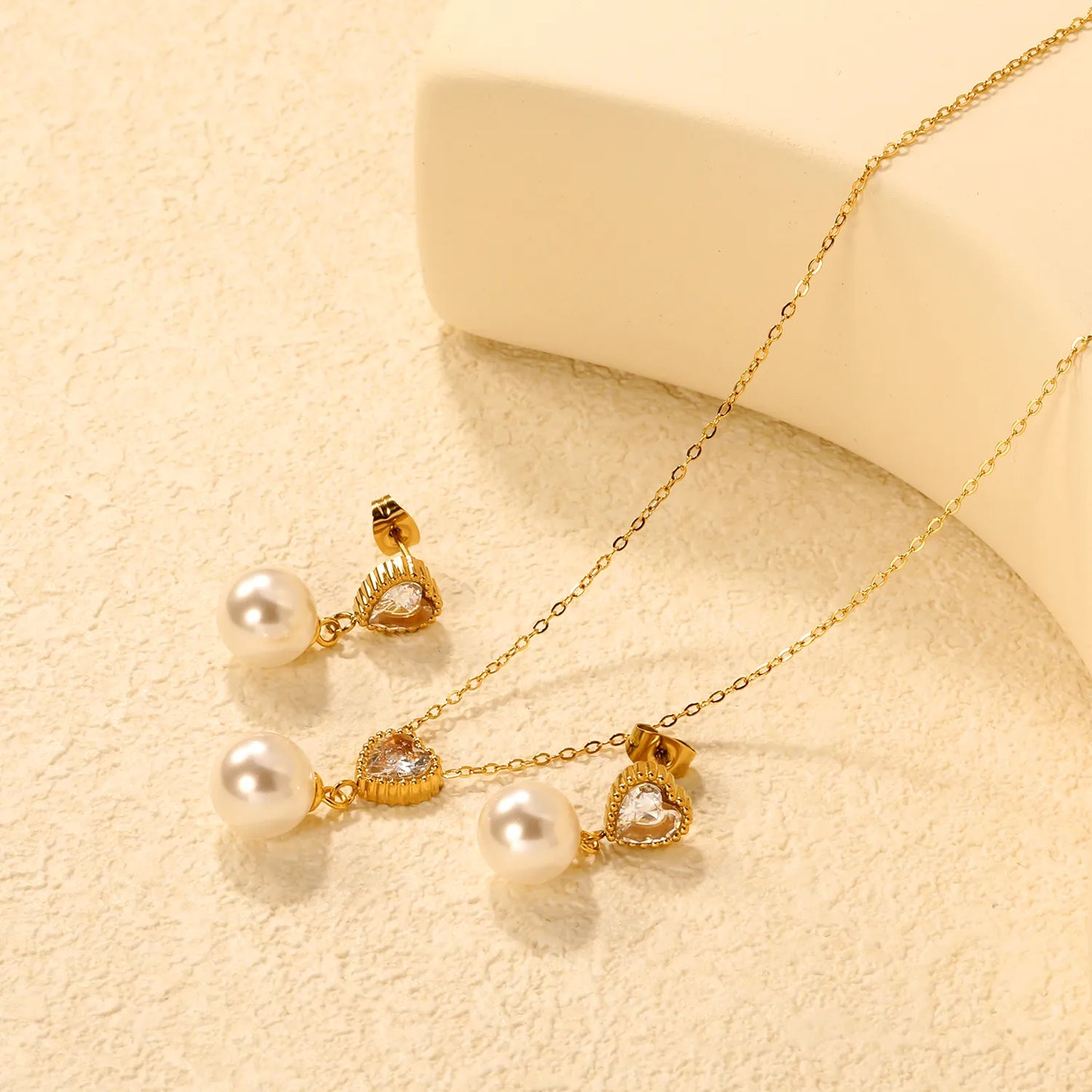 ✨ Gold Stainless Steel Necklace + Earrings | 40+5cm Chain | Wholesale Bulk