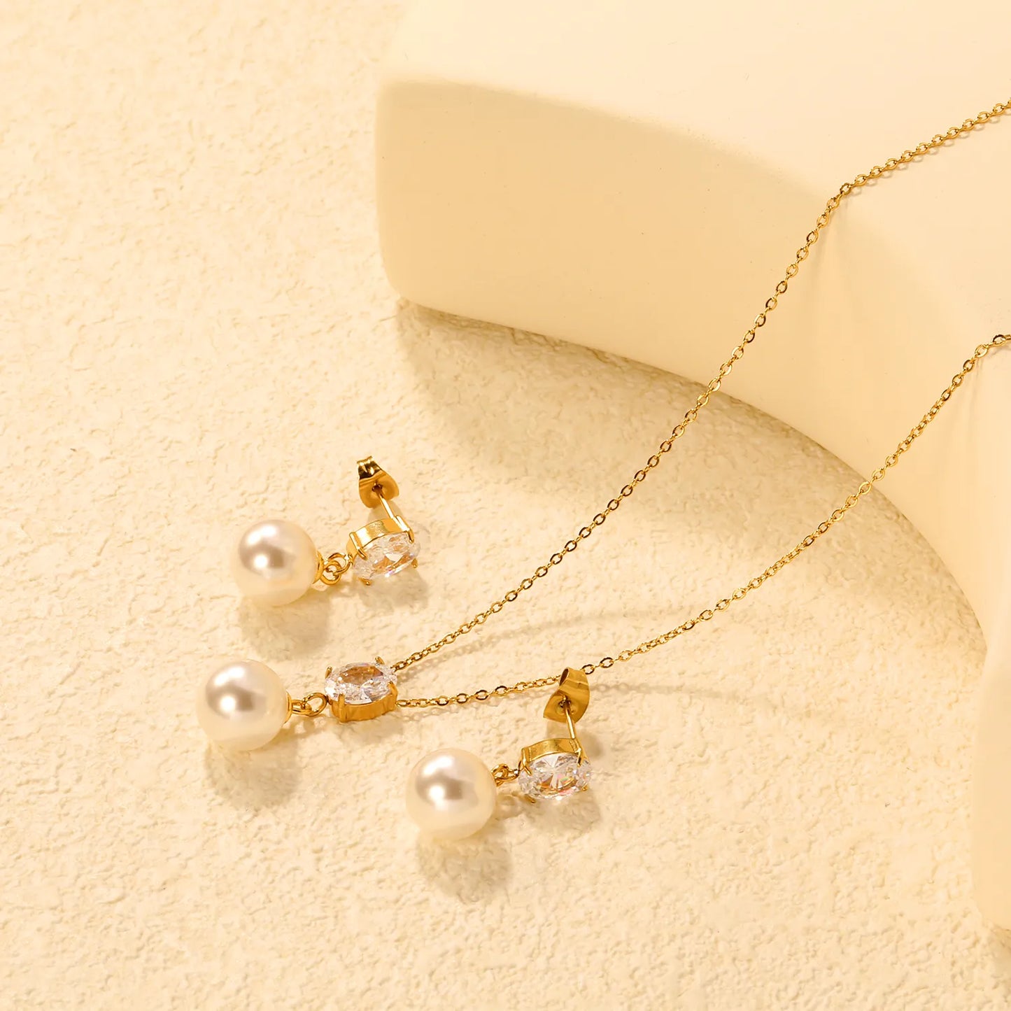 ✨ Gold Stainless Steel Necklace + Earrings | 40+5cm Chain | Wholesale Bulk