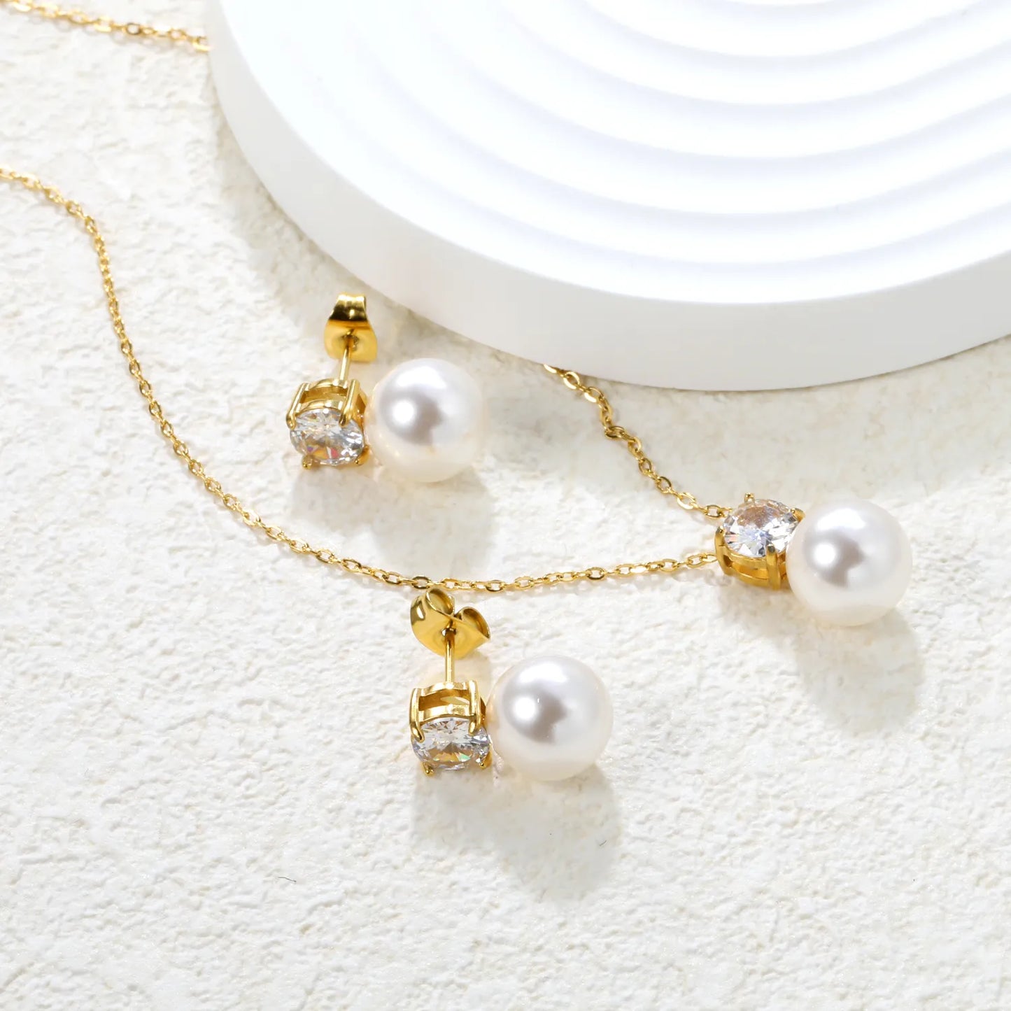 ✨ Gold Stainless Steel Necklace + Earrings | 40+5cm Chain | Wholesale Bulk