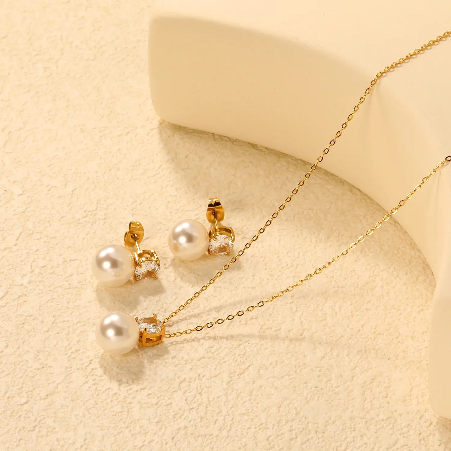 ✨ Gold Stainless Steel Necklace + Earrings | 40+5cm Chain | Wholesale Bulk
