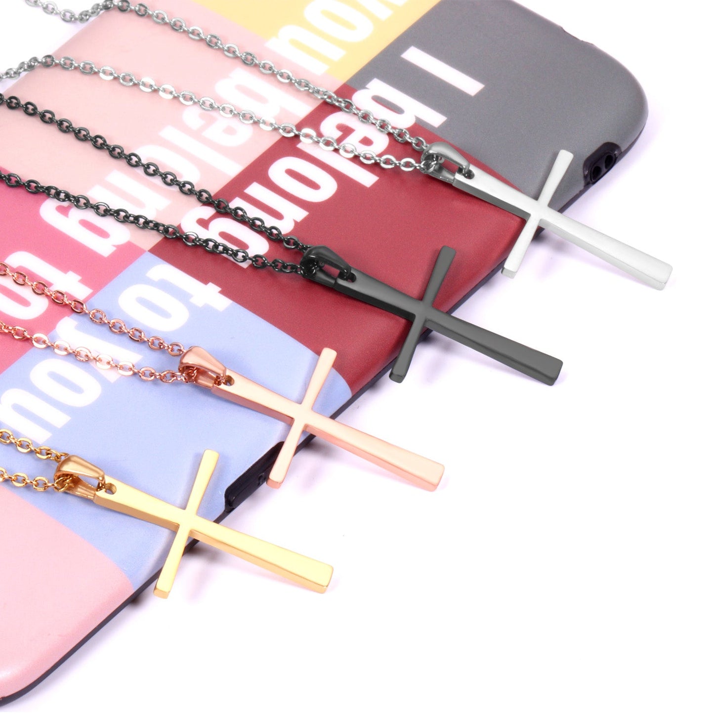 Small 4 colors cross pendant necklace