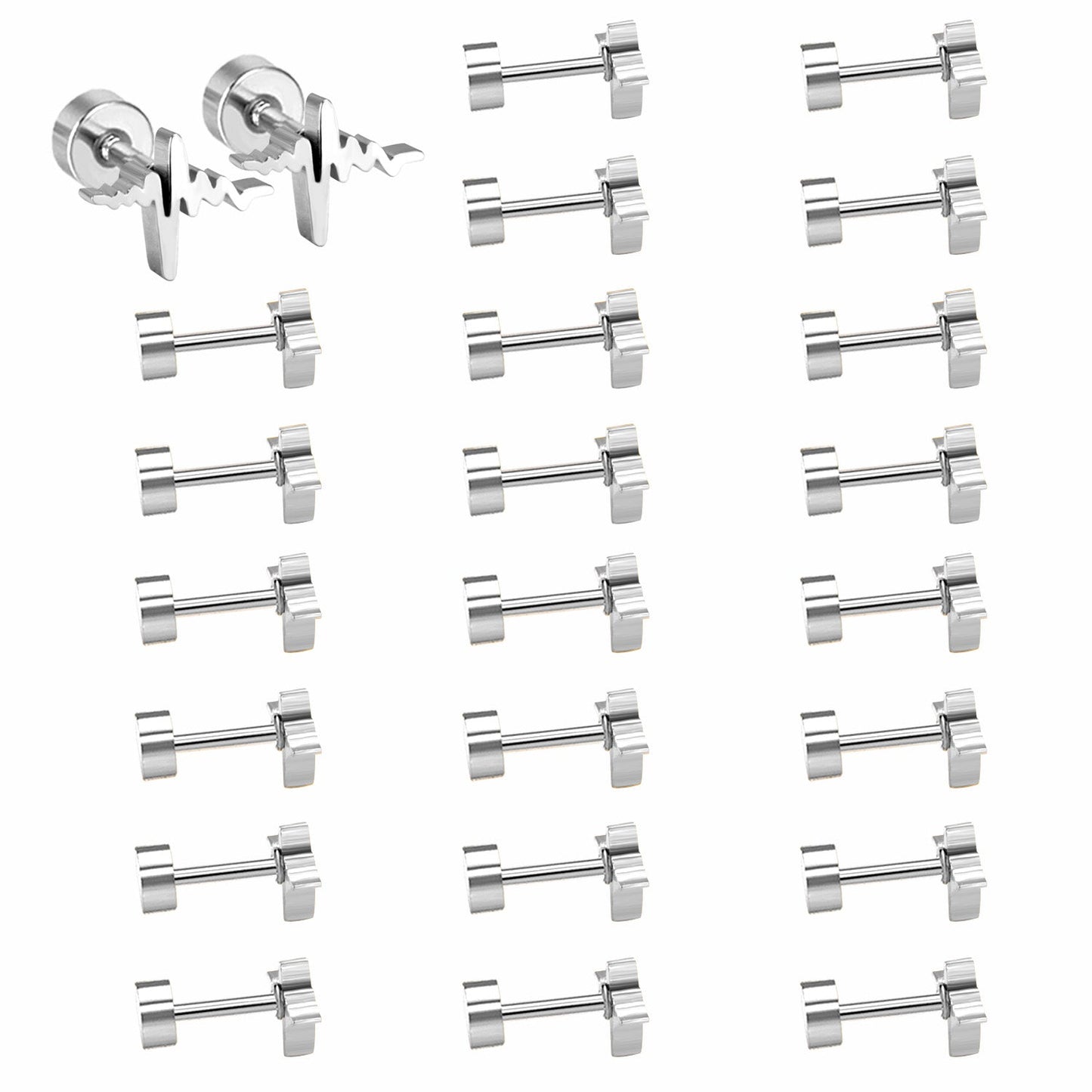 12 pairs Steel/Gold Current Screwback Earrings without Drill