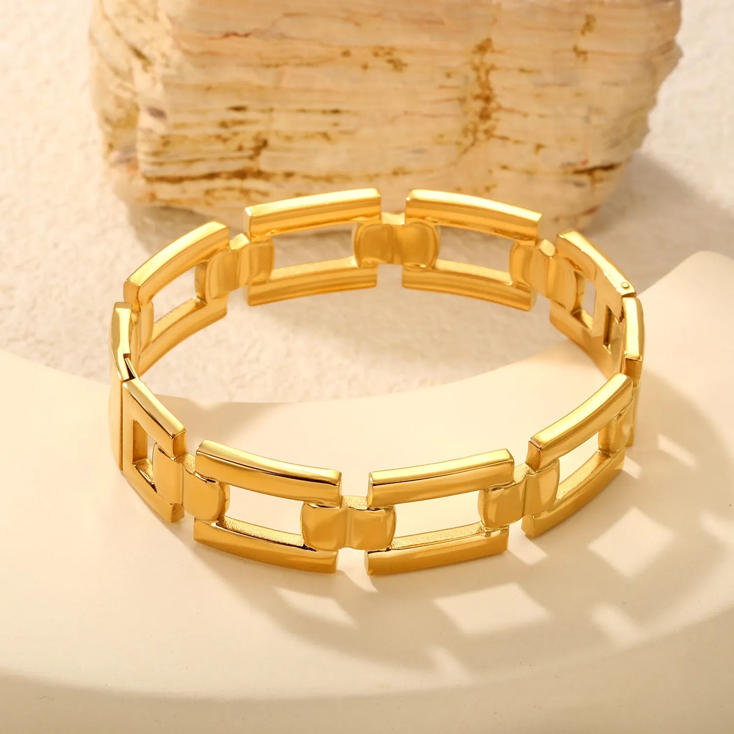 Chunky Statement Rectangular Link Hinged Bangle Bracelet | Bulk Order MOQ 12