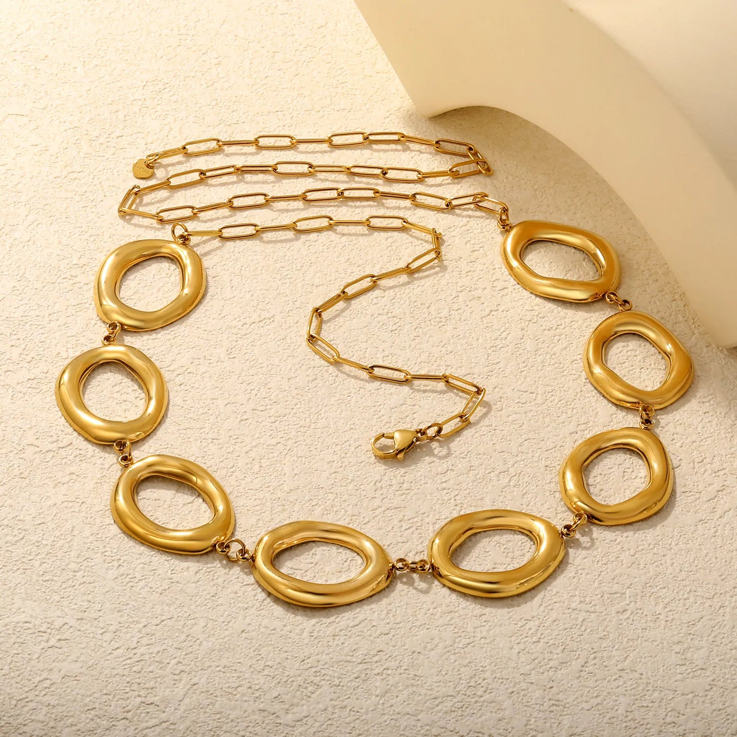 18K Gold Plated Irregular Oval Link Waist Chain | Modern Body Chain Wholesale MOQ 12