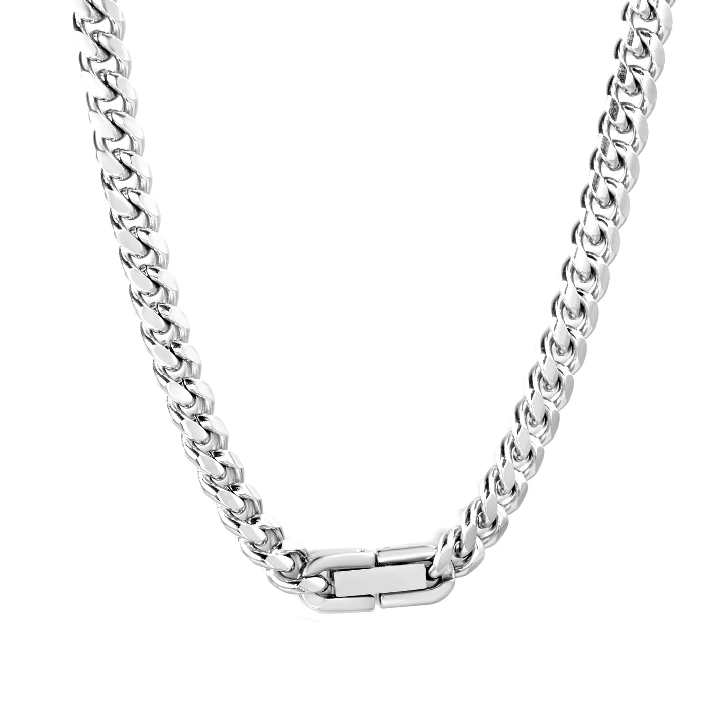 Silver Cuban Link Necklace | MOQ 12 | Wholesale Bulk Order | Polished Stainless Steel Statement Jewelry
