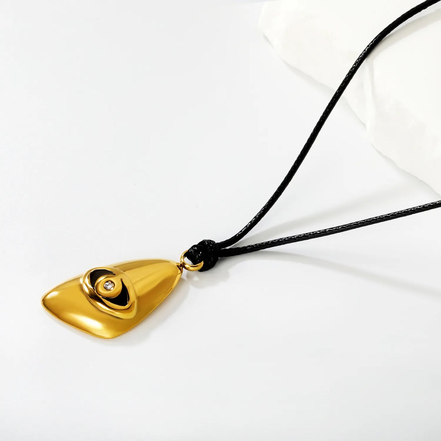 Teardrop-shaped Evil Eye Pendant Leather Cord Necklace | Wholesale Bulk Order MOQ 12