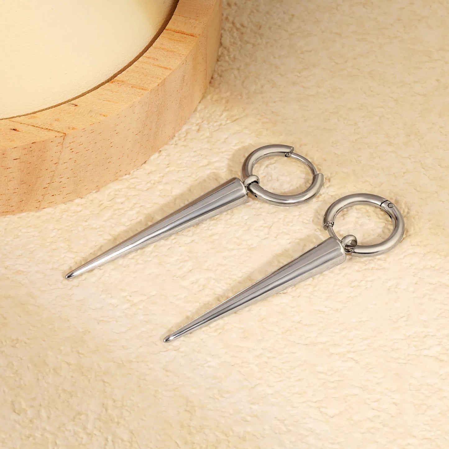 Spike Charm Hoop Earrings | Gold/Silver | Hypoallergenic Stainless Steel | Wholesale Bulk Order MOQ 12