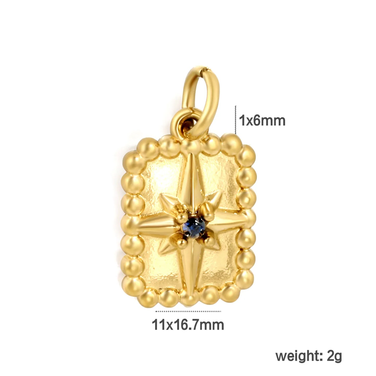 North Star Beaded Tag Earring Charm Screw-Back Stud Attachment | 18K Gold Plated Stainless Steel | Wholesale Bulk Order MOQ 12
