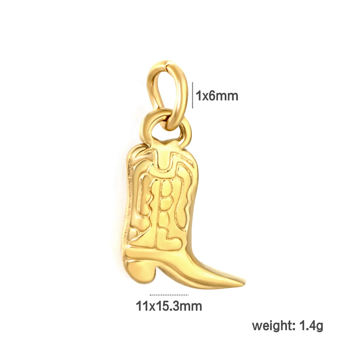 Cowboy Boot Earring Charm Screw-Back Stud Attachment | 18K Gold Plated Stainless Steel | Wholesale Bulk Order MOQ 12