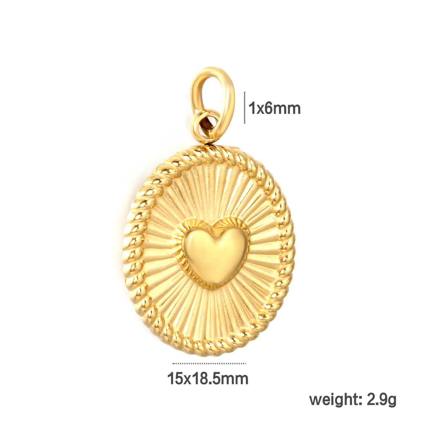 Vintage Heart Sunburst Earring Charm Screw-Back Stud Attachment | 18K Gold Plated Stainless Steel | Wholesale Bulk Order MOQ 12