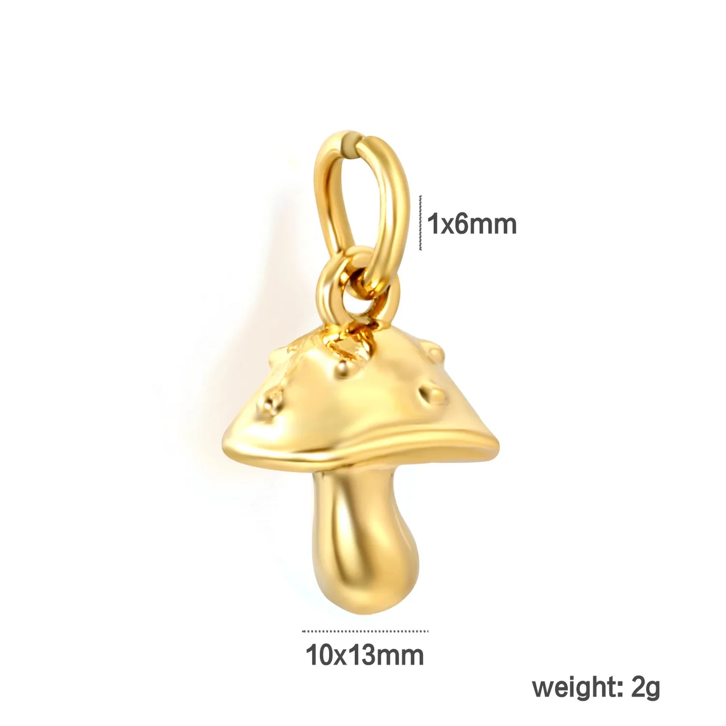 Mushroom Earring Charm Screw-Back Stud Attachment | 18K Gold Plated Stainless Steel | Wholesale Bulk Order MOQ 12