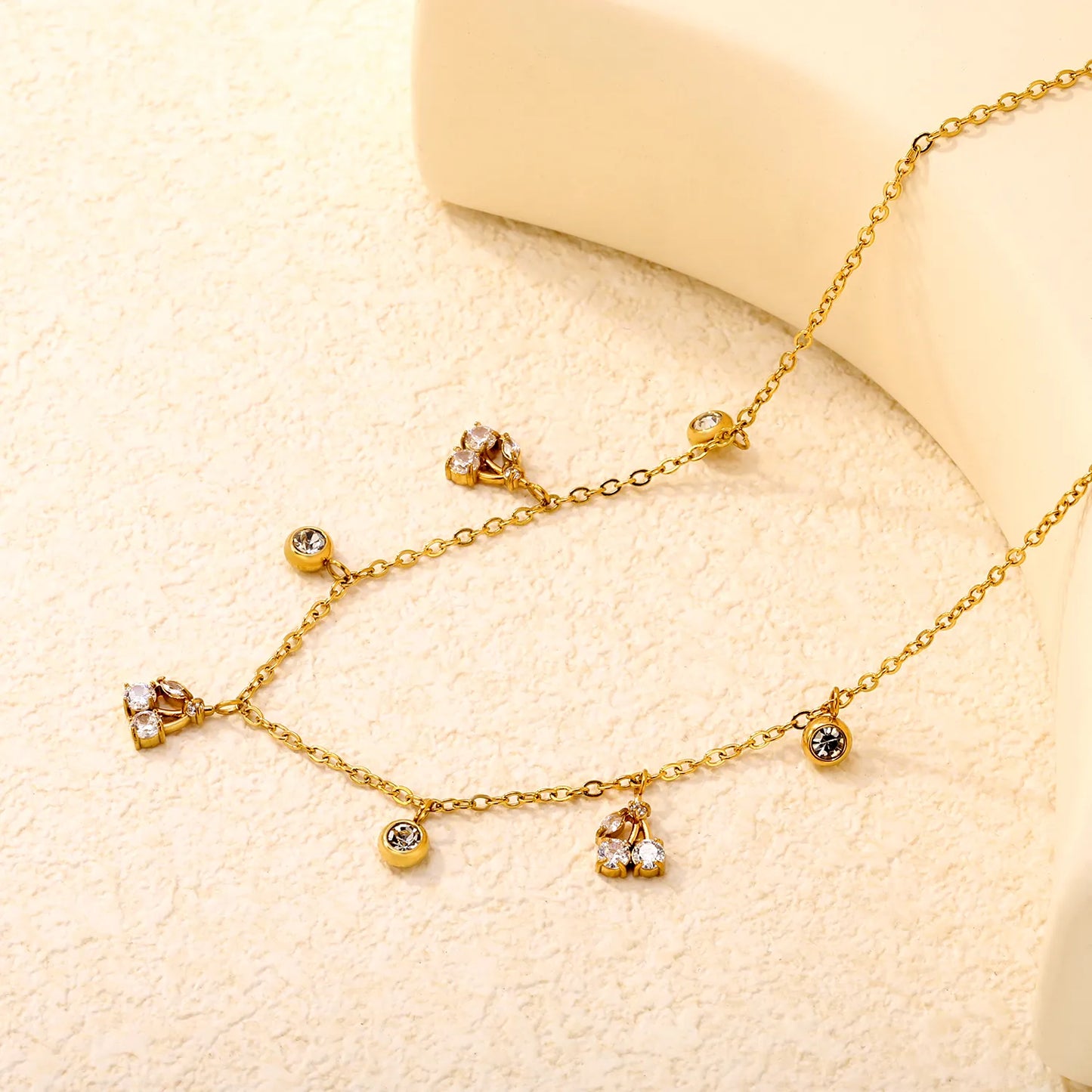18K Gold Plated Necklace with Multi-Charm Adjustable 40+5cm | Wholesale Bulk Order MOQ 12