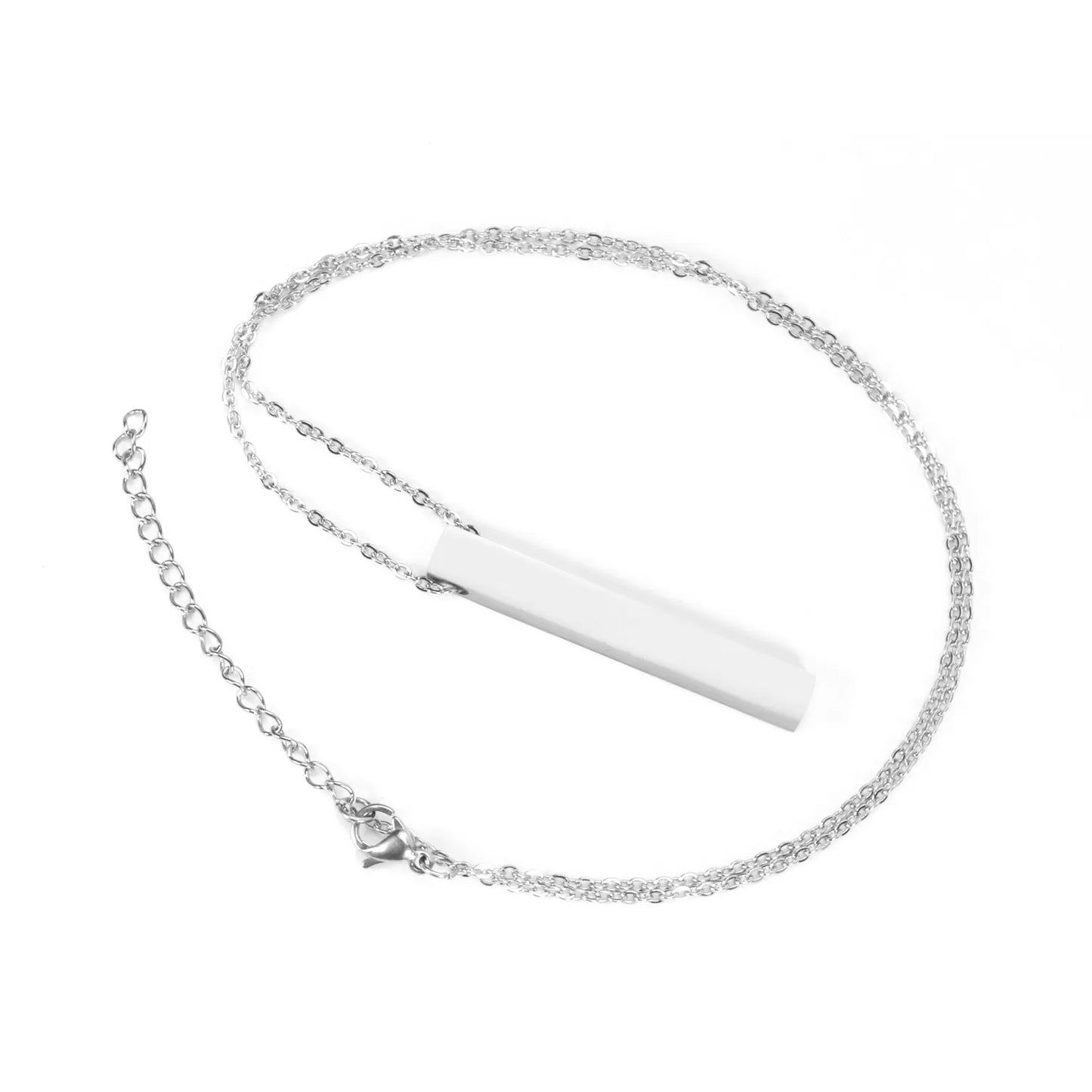 Vertical Bar Blank Pendant Necklace Adjustable 45+5cm | 18K Gold Plated & Silver Stainless Steel | Engravable Minimalist Design | Wholesale MOQ 12