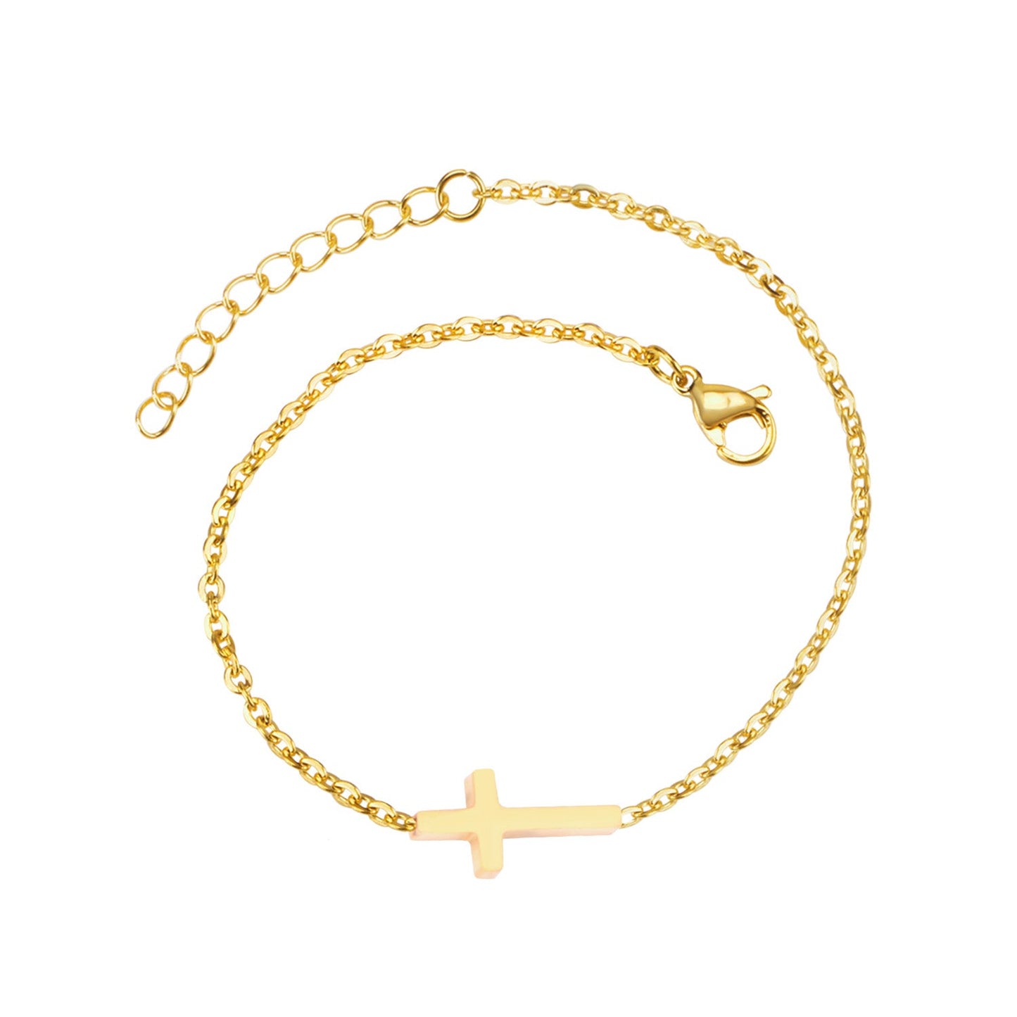 Steel color gold cross pendant accessories bracelet without diamonds 12mm 15+3cm