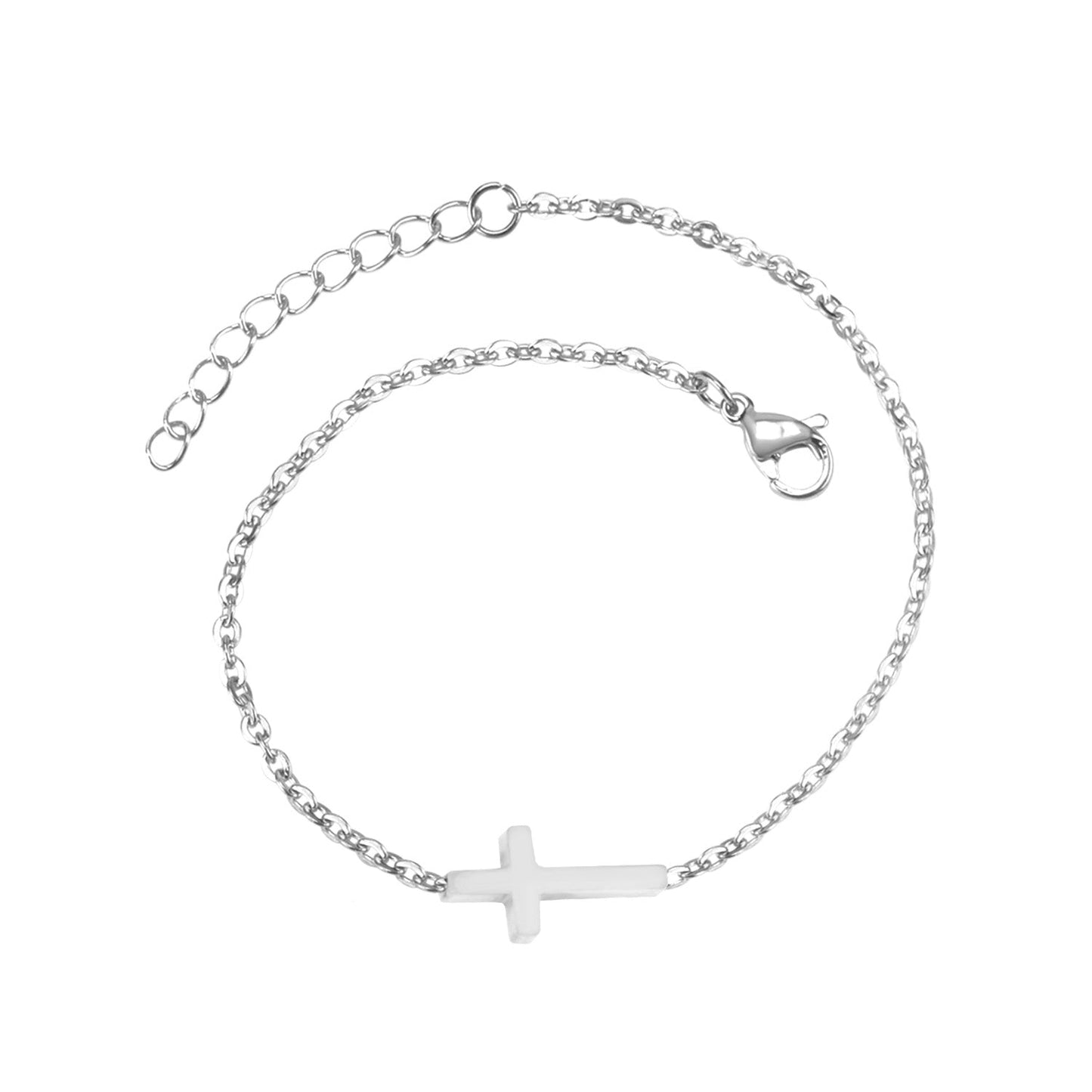 Steel color gold cross pendant accessories bracelet without diamonds 12mm 15+3cm