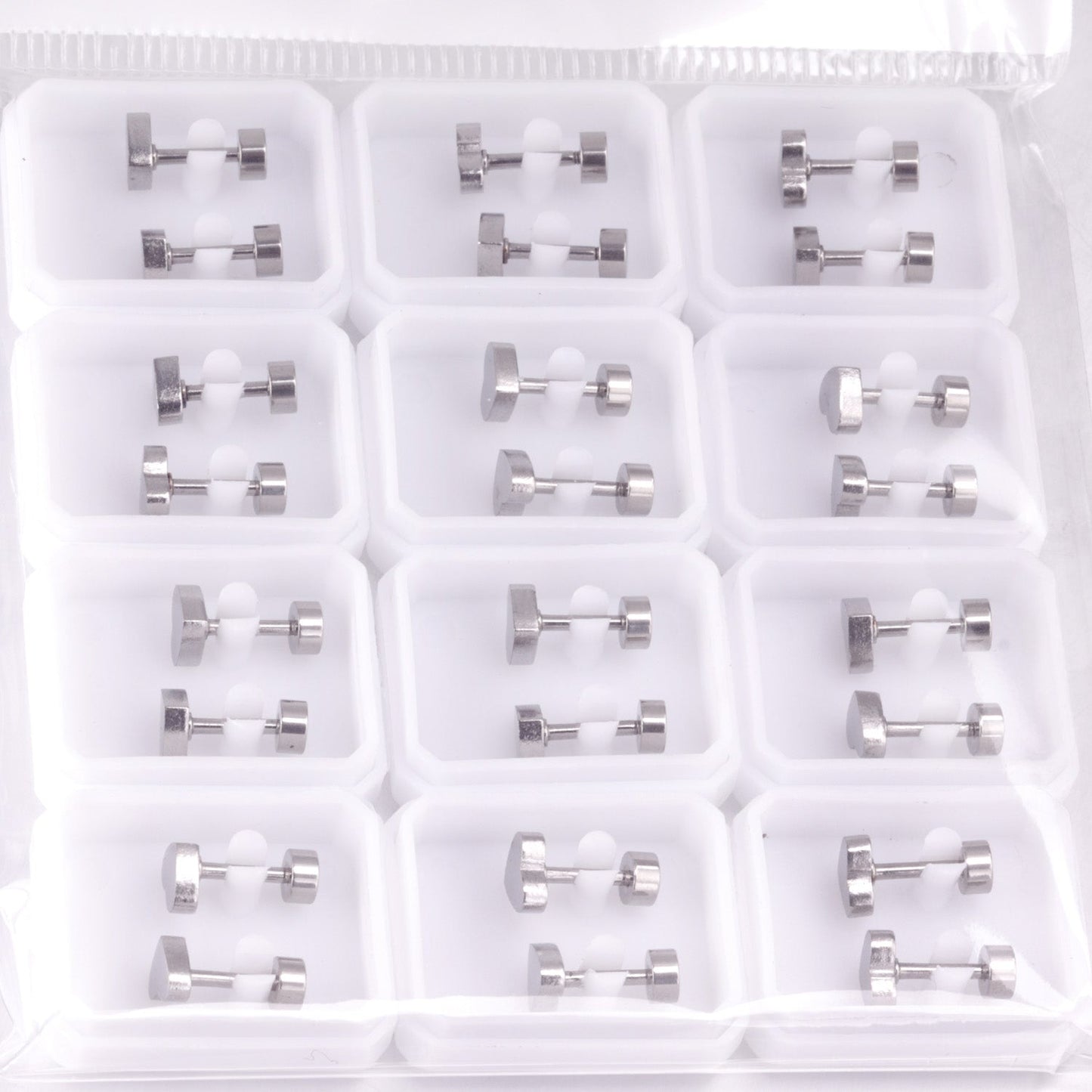 12 pairs steel/gold/mixed color screw back stud earrings without diamonds