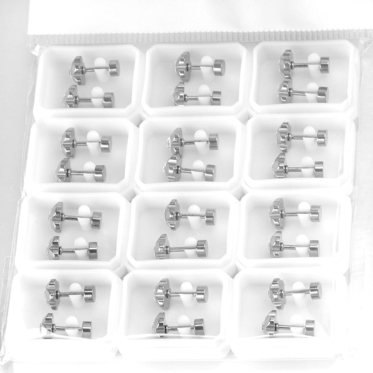12 pairs 7mm Gold/Steel Plum White/Black Diamond Screw Plugs