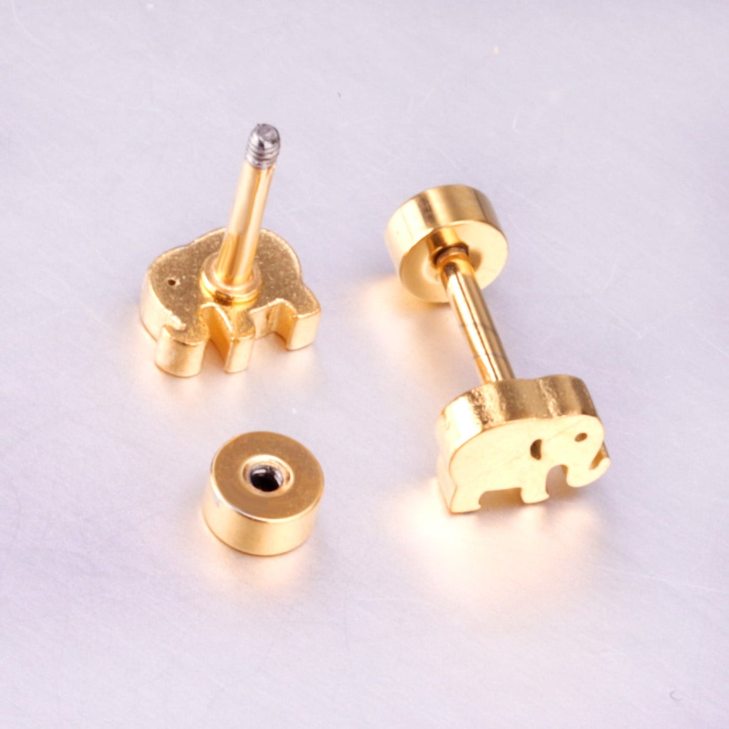 12 pairs steel/gold Elephant Screwback Earrings w/o Diamonds
