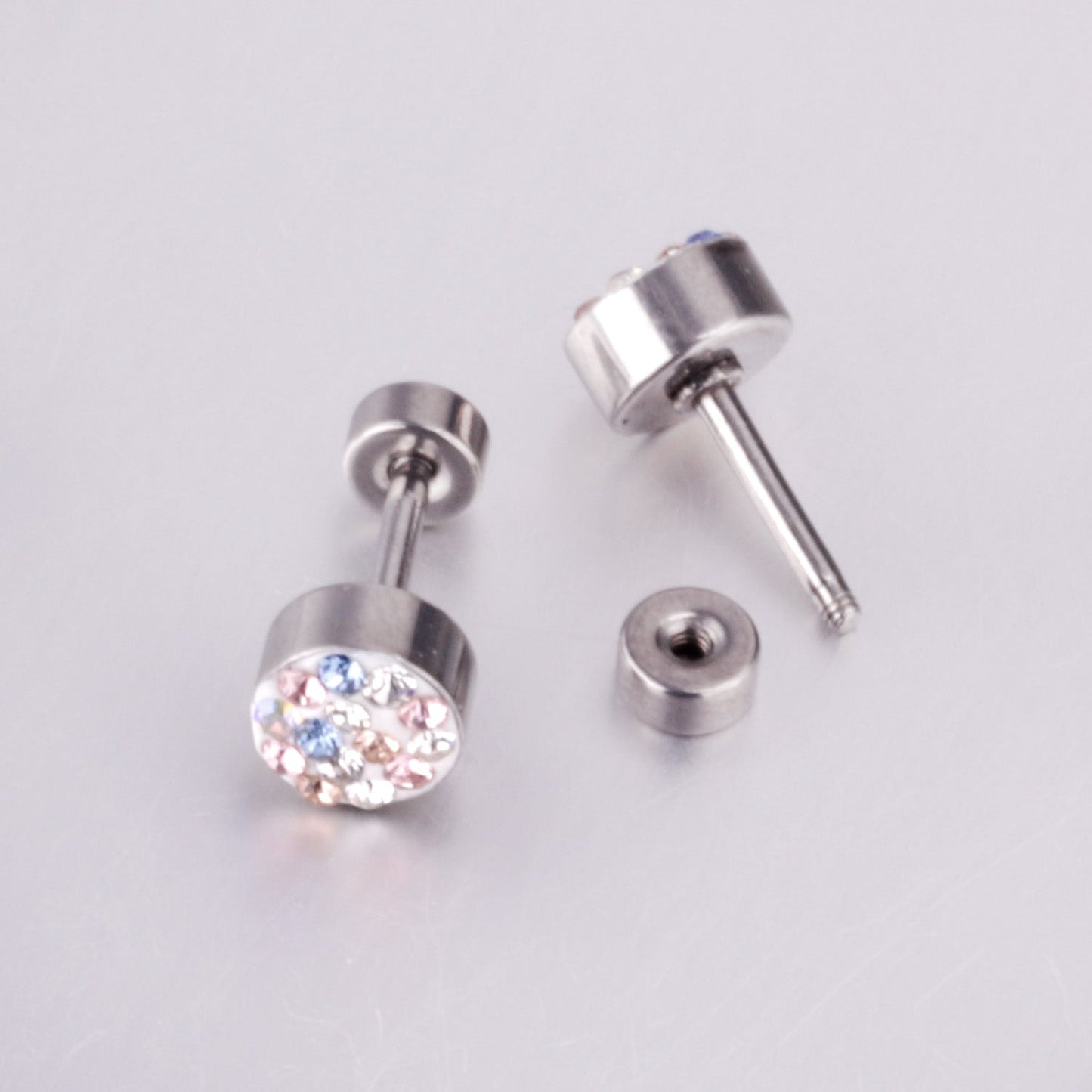 6mm Cylindrical Mixed Color Clay Drill Screw In Earrings