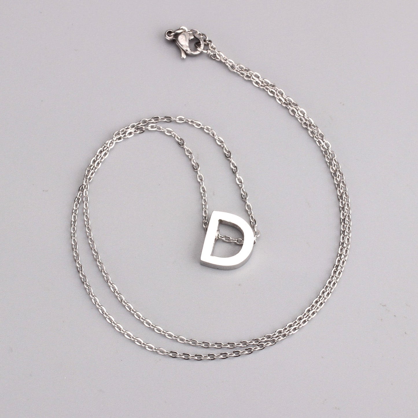 ASON Delicate Classic Style Initial 26 Letters Alphabet Chain Pendant Necklace Stainless Steel Color Jewelry Chokers