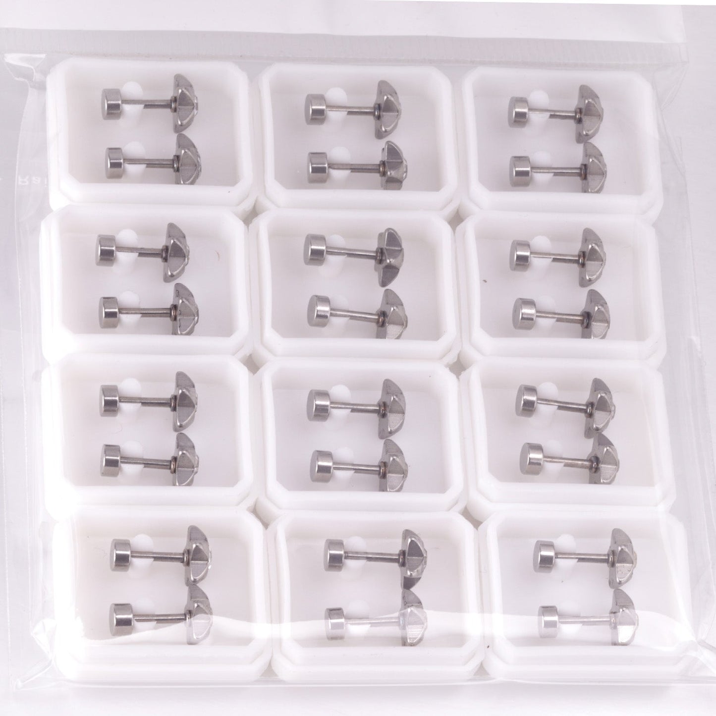 12 pairs 7mm steel/golden pentagram mixed drill/white diamond screw plugs