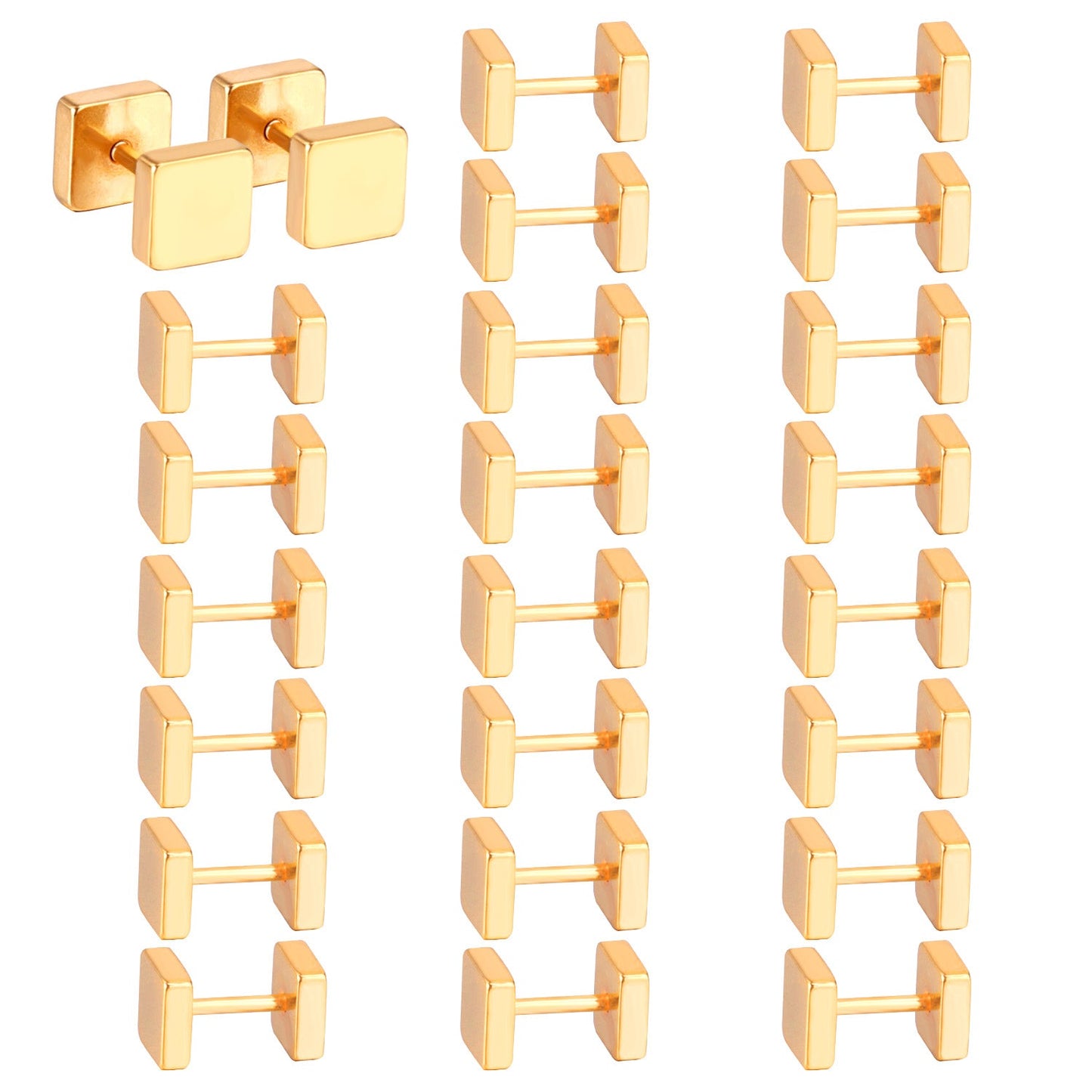 4mm/6mm/8mm Gold-Steel Square Cake Plugs