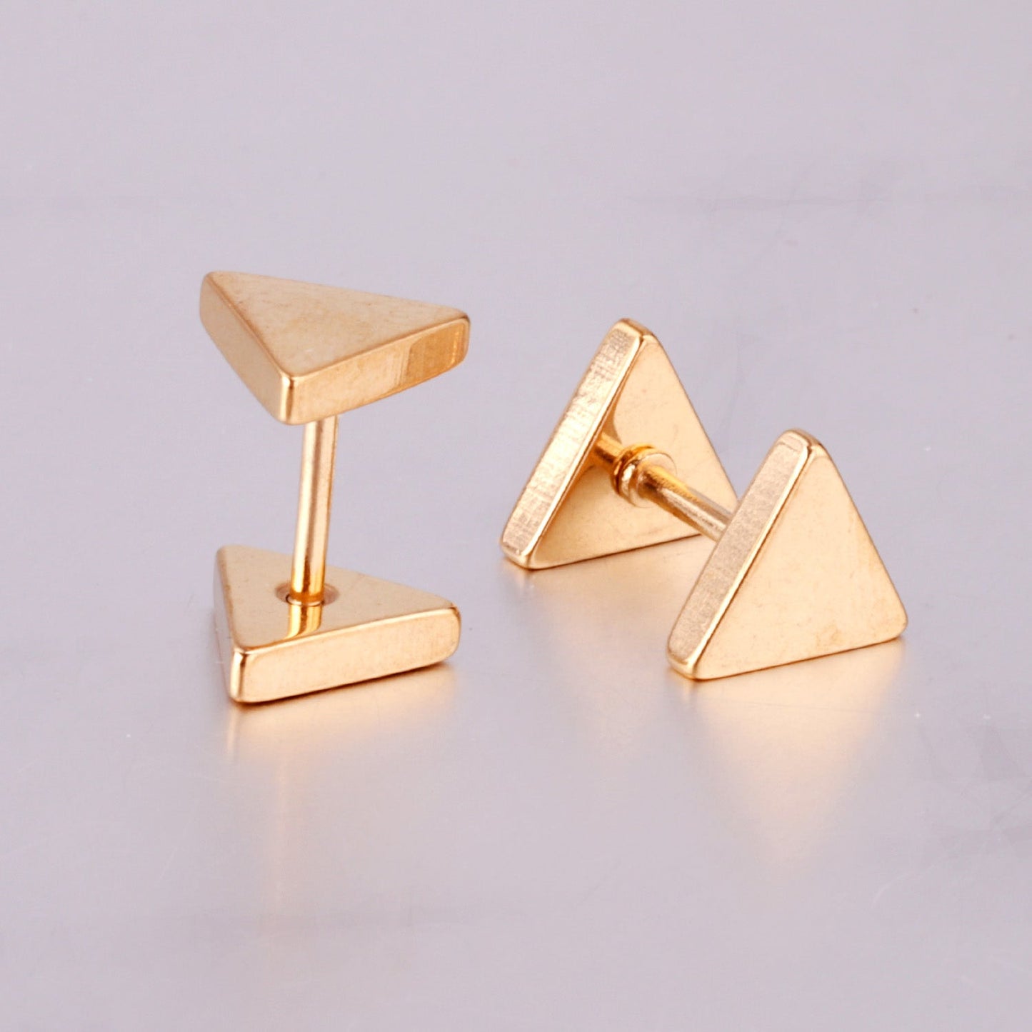 12 pairs 8mm steel color/gold/black triangle screw plugs