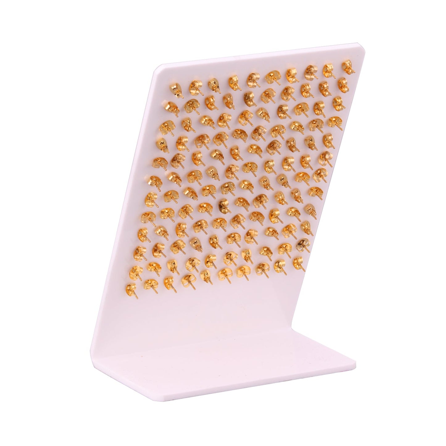 6mm Snapback Steel/Gold Square Mixed Diamond Stud Earrings